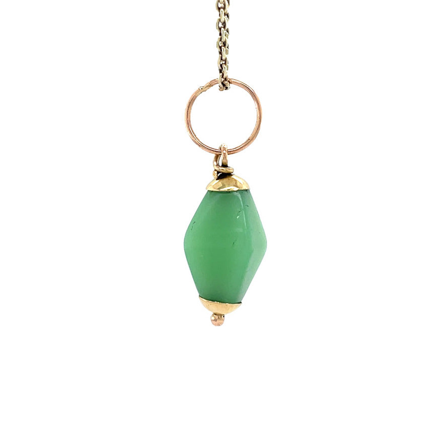 Gouden vintage hanger met groene opaal 14 kt