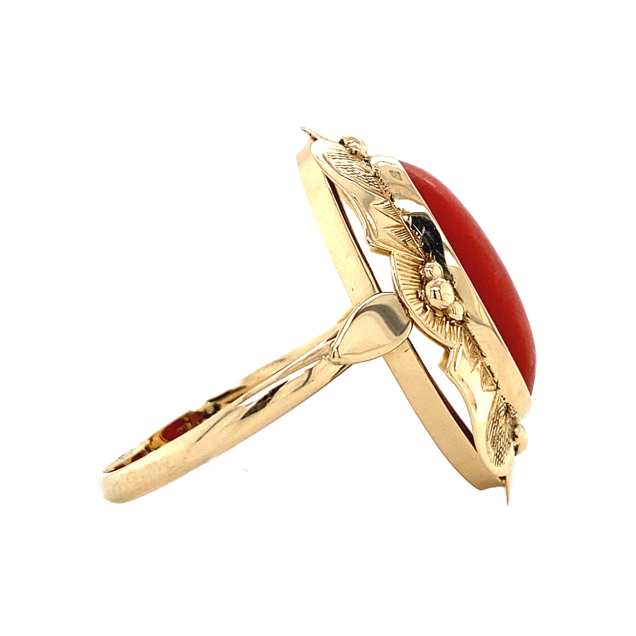 Gold ring with blood coral 14 krt
