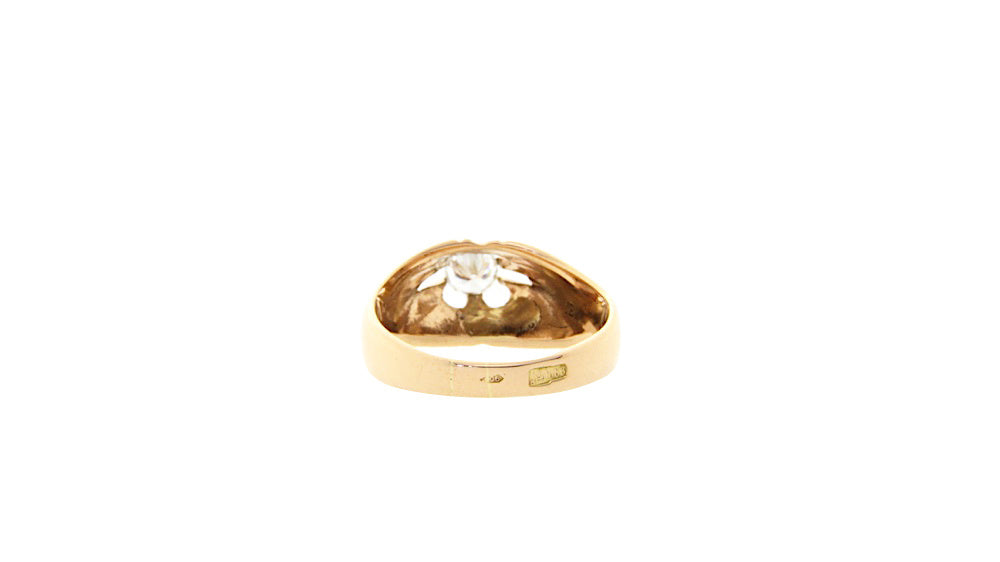 14 kt rose gold pinky ring with diamond