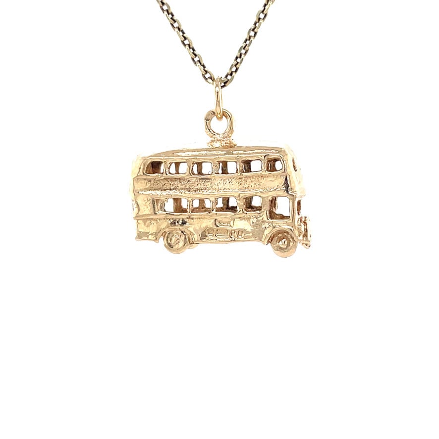 Gold vintage bus pendant 14 kt