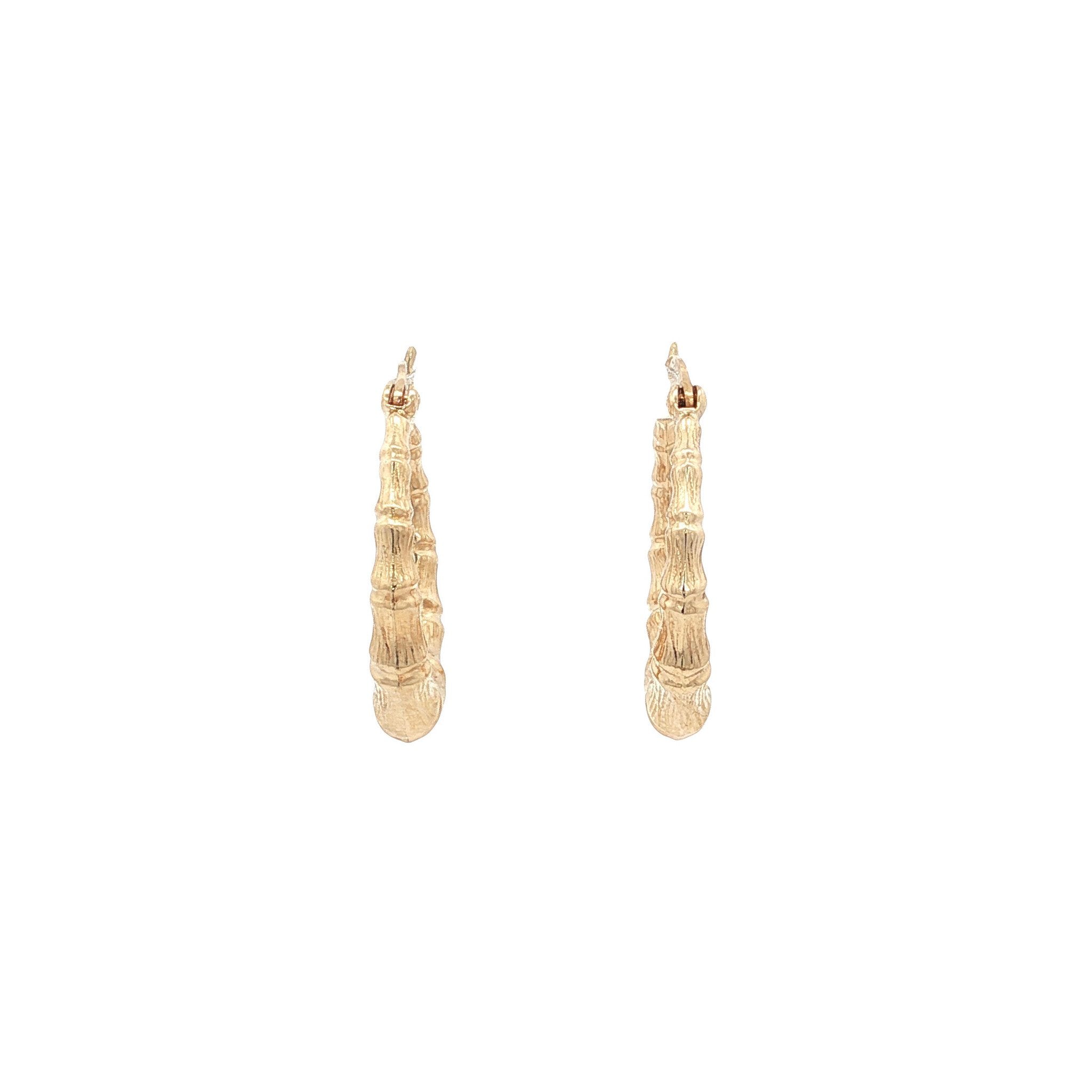 Vintage gold bamboo hoop earrings 14 kt