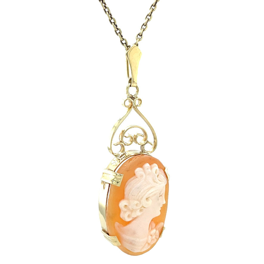Gouden vintage hanger met camee 14 kt