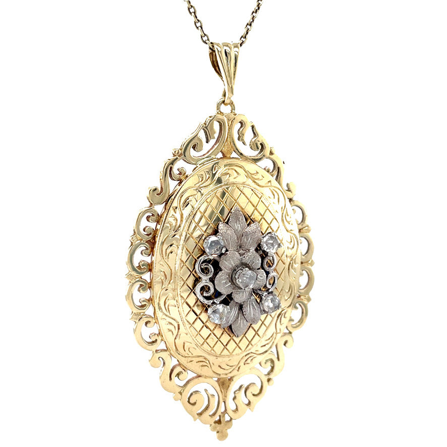 Gouden vintage hanger met diamant 14 krt