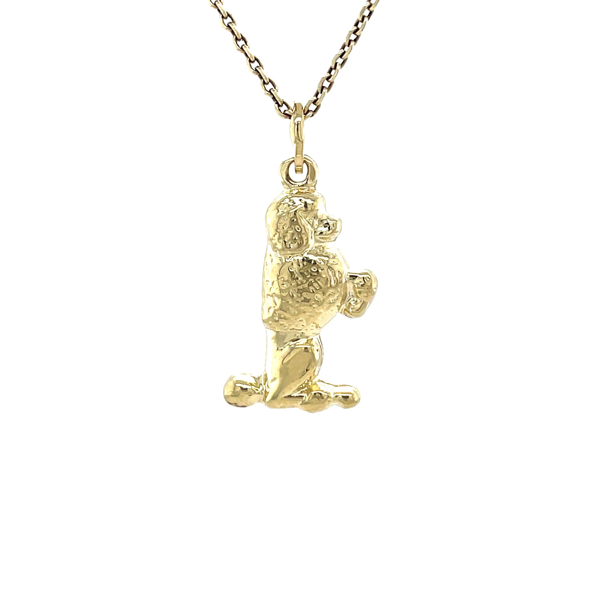 Gouden vintage poedel hanger 14 krt