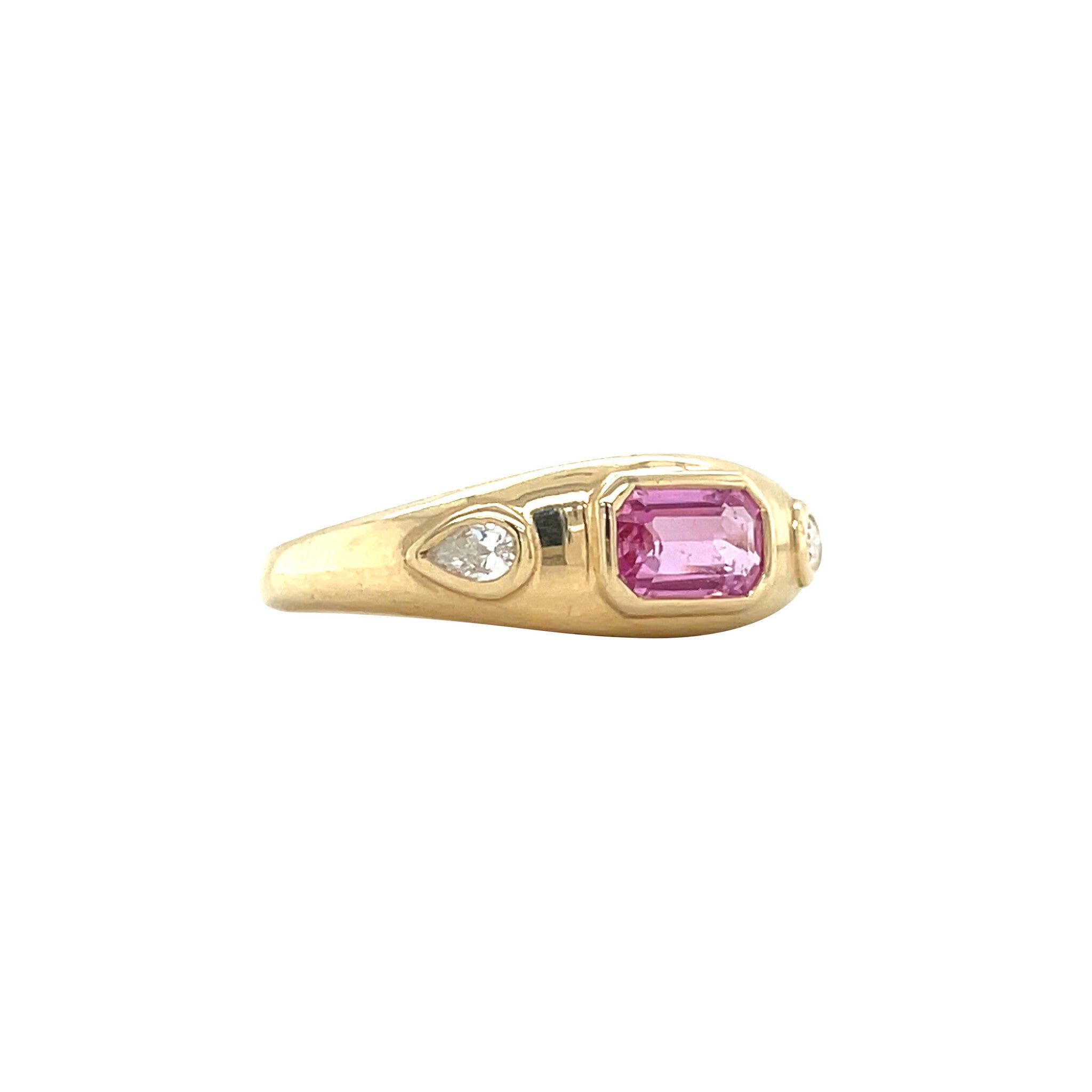 Vintage gold ring with sapphire and diamond, 14 kt
