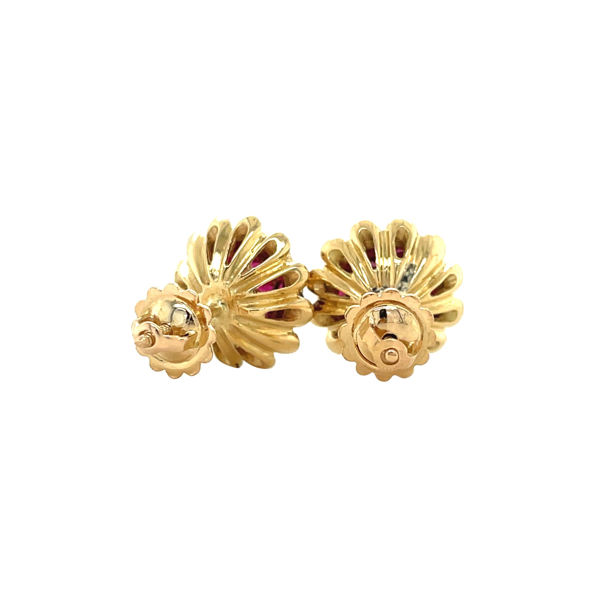 18 kt gold vintage entourage stud earrings with ruby