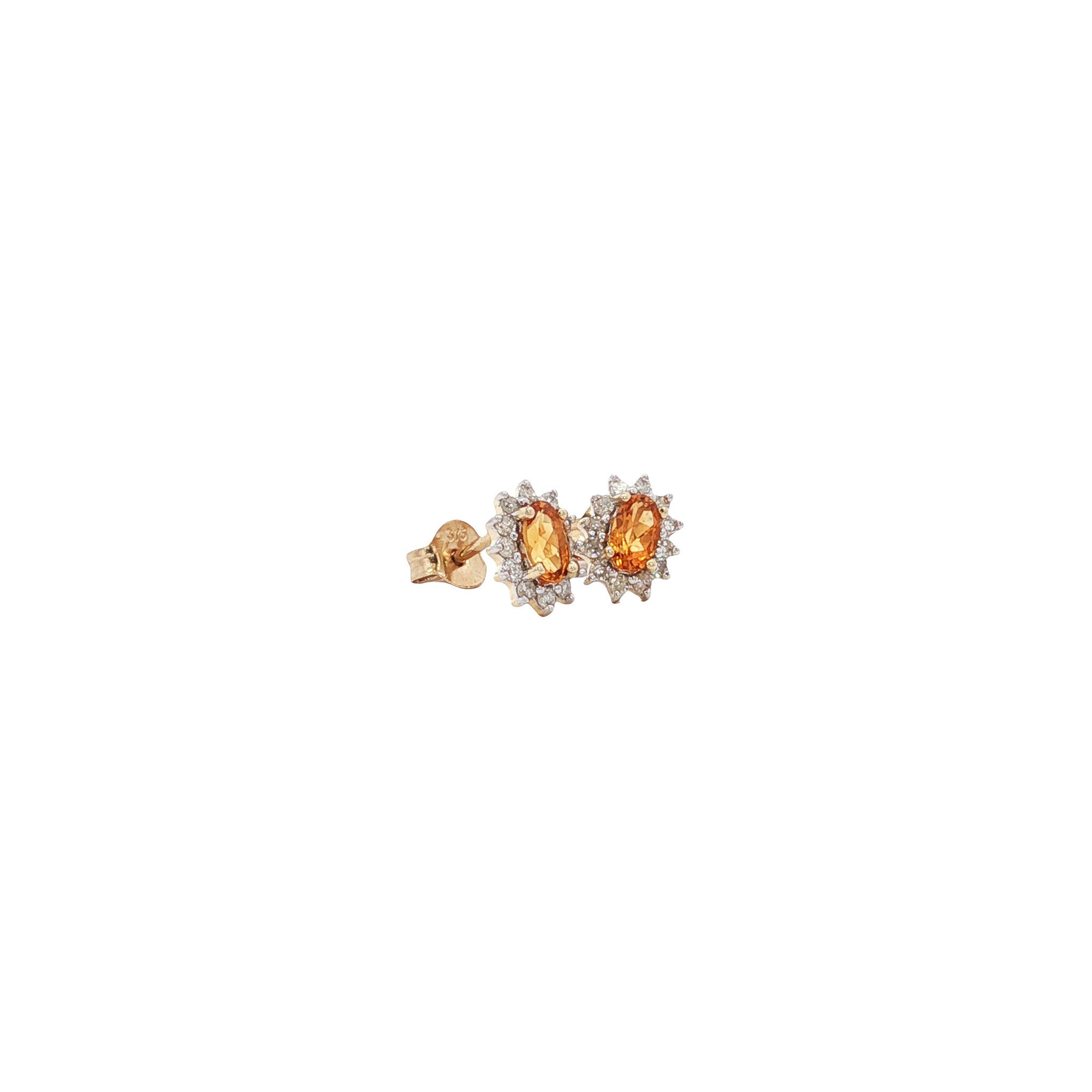 Citrine and diamond earrings, 9 kt