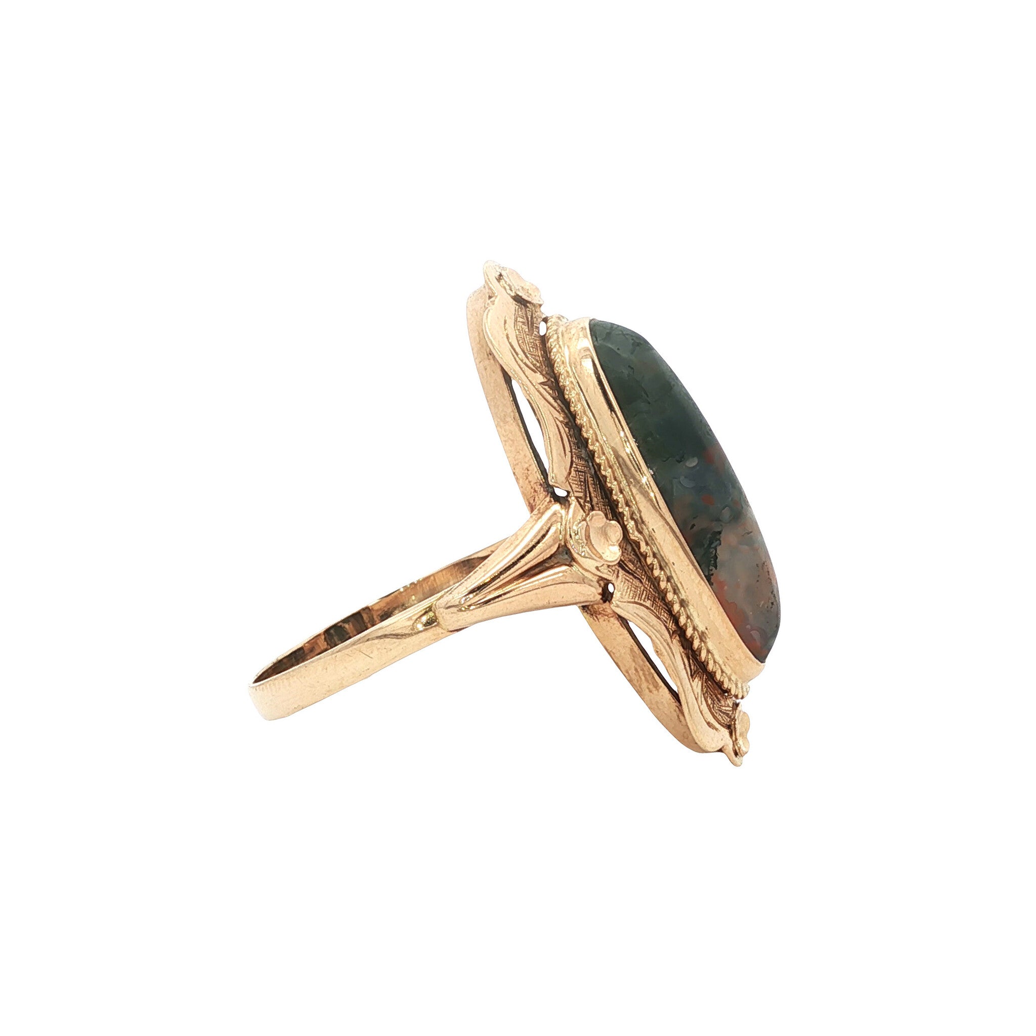 Gouden ring met mosagaat 14 kt