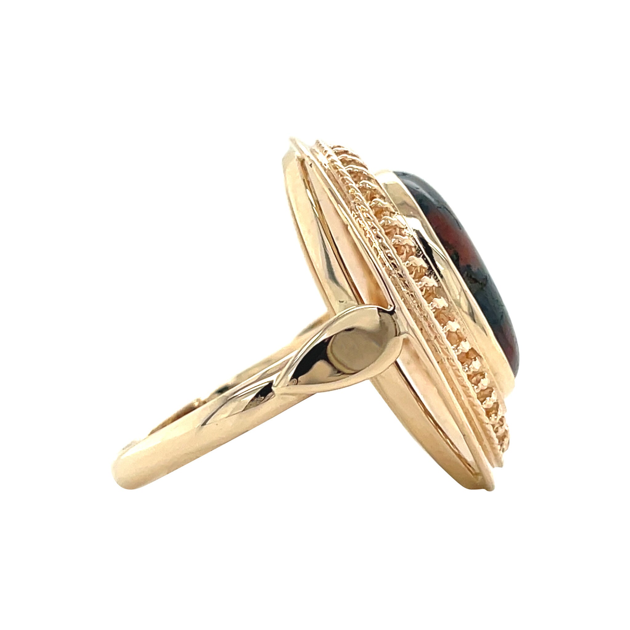 Gold vintage ring with moss agate 14 kt