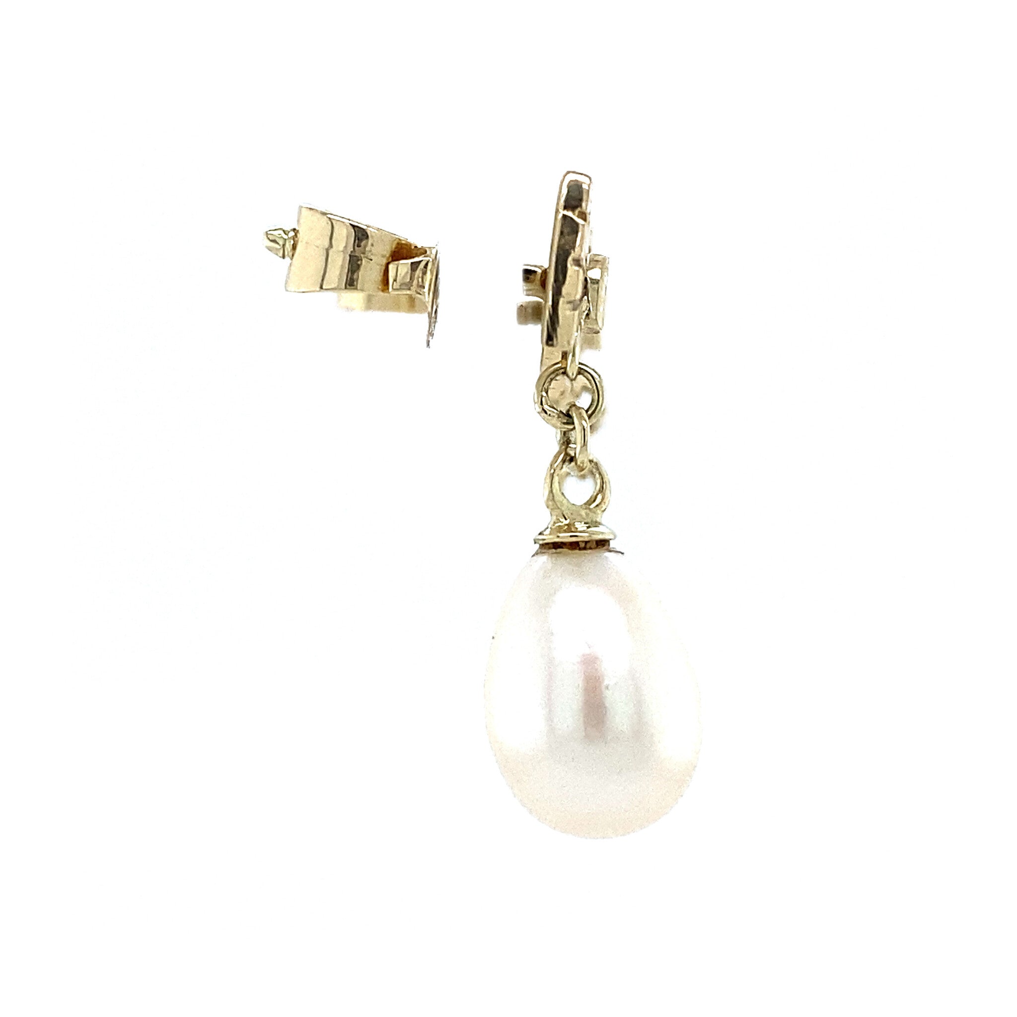 14 kt gold bow stud earrings with pearl