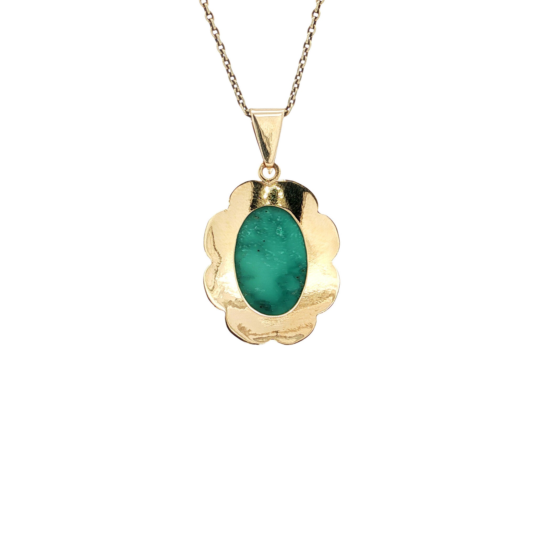 Gouden vintage hanger met turkoois 14 kt