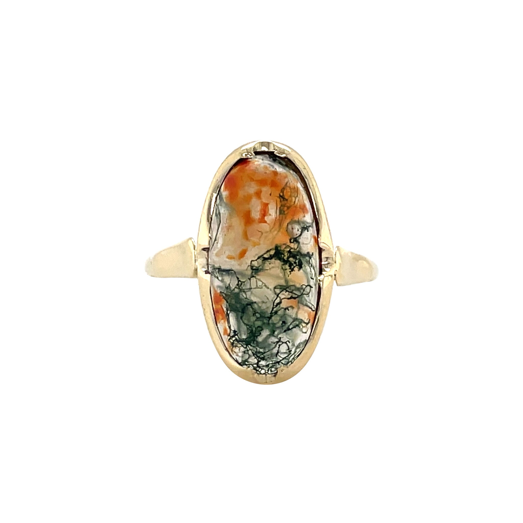 Gold vintage ring with moss agate 14 kt