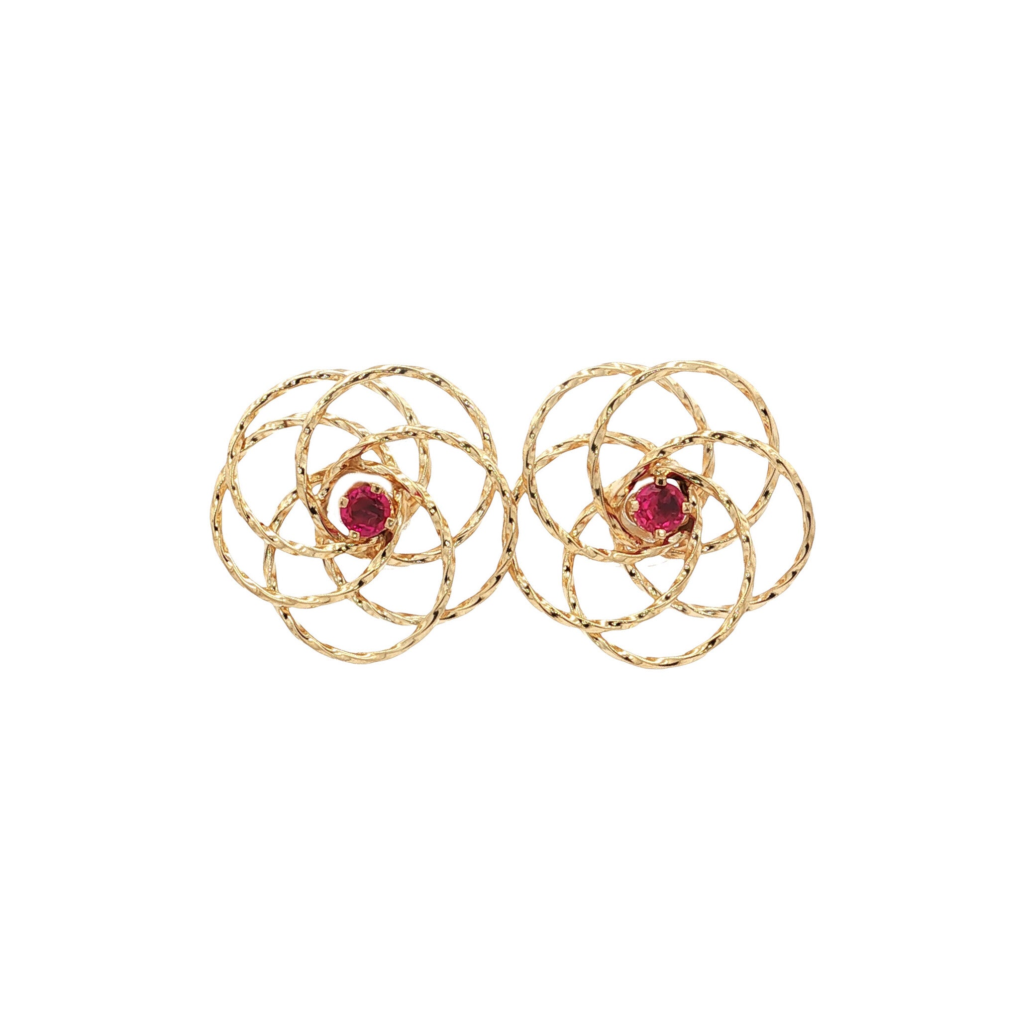 14 kt vintage gold stud earrings with ruby