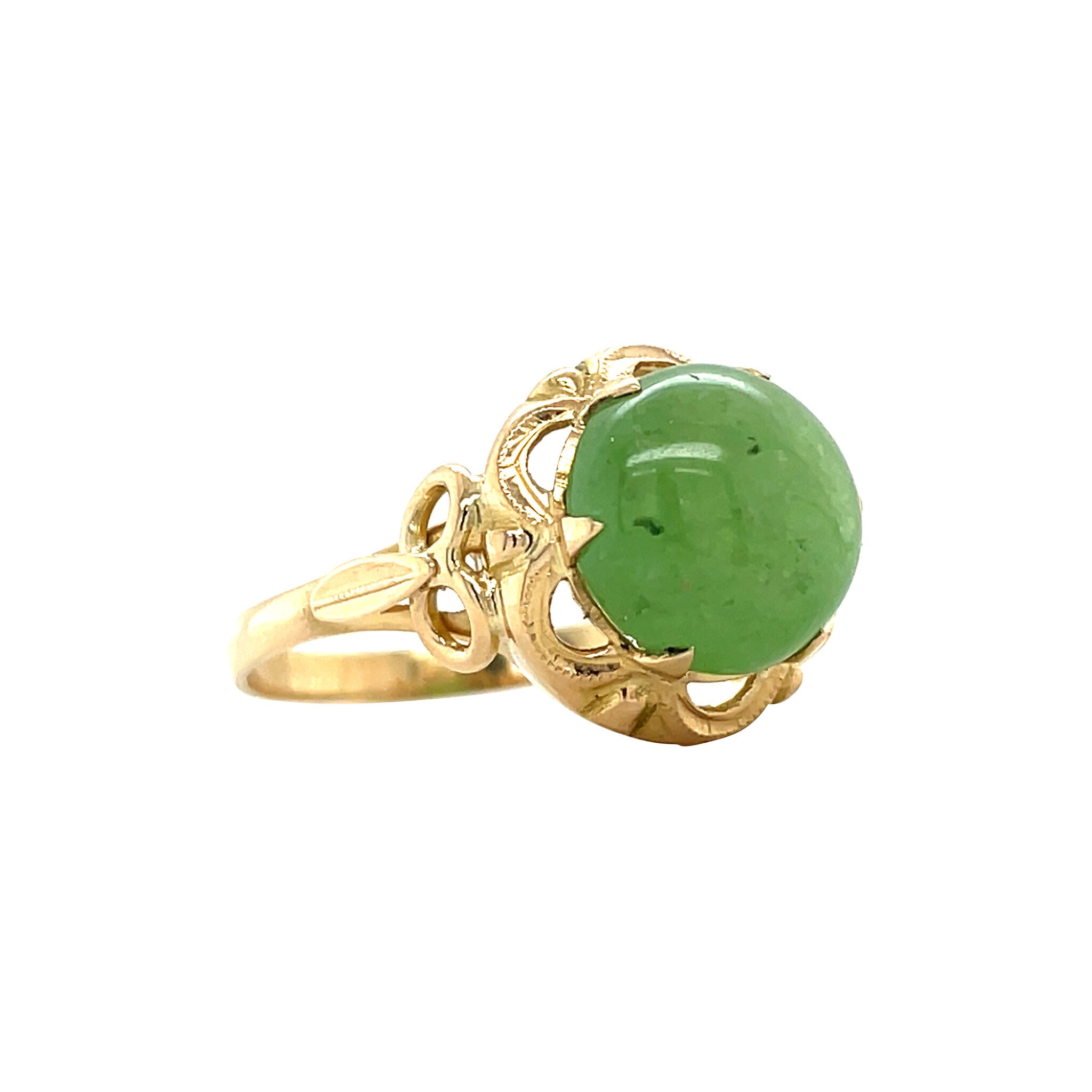 Gouden vintage ring met groene granaat 18 kt