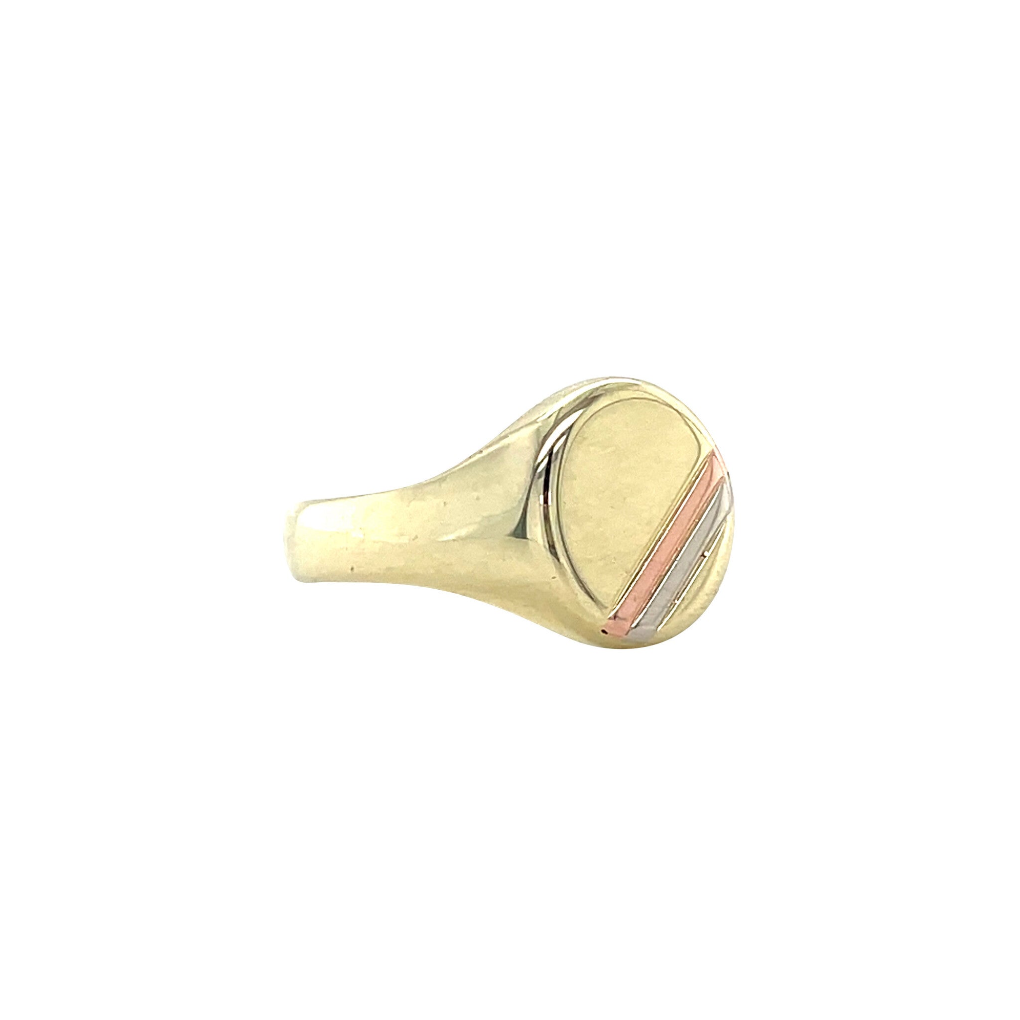 Tricolour vintage gouden zegelring 14 krt