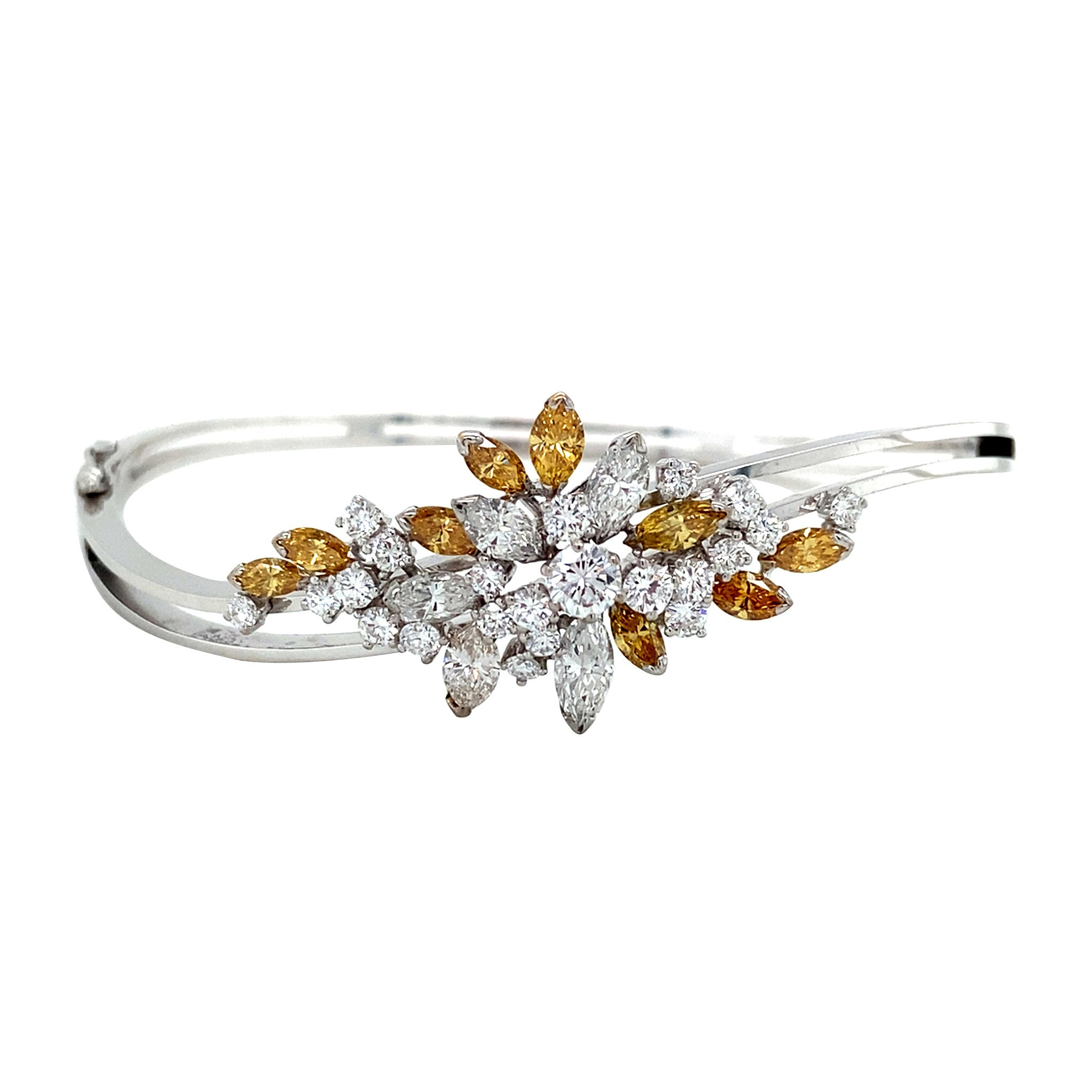 Witgouden vintage bangle met diamant 14 krt
