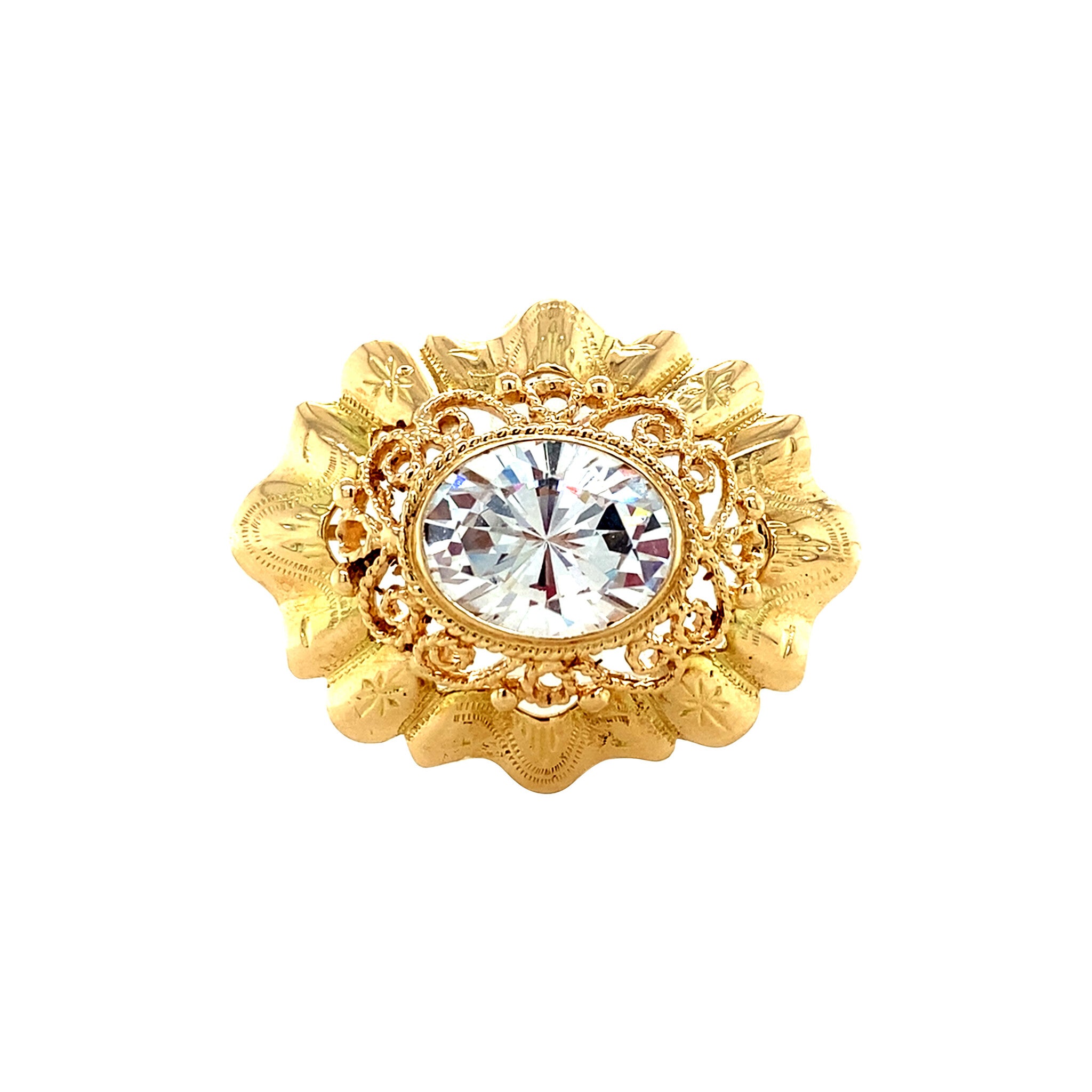 Gold brooch with zirconia 14 krt
