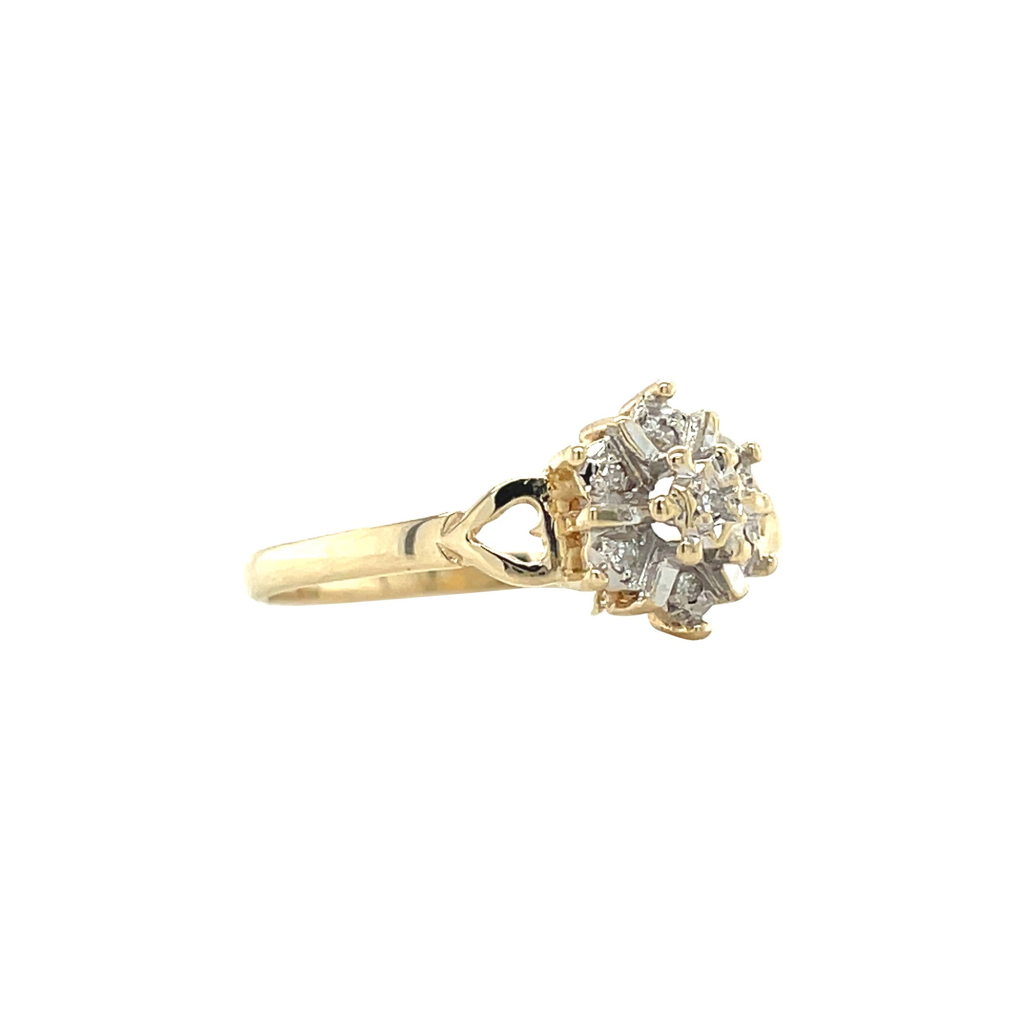 Vintage gold cluster ring with diamond, 14 kt