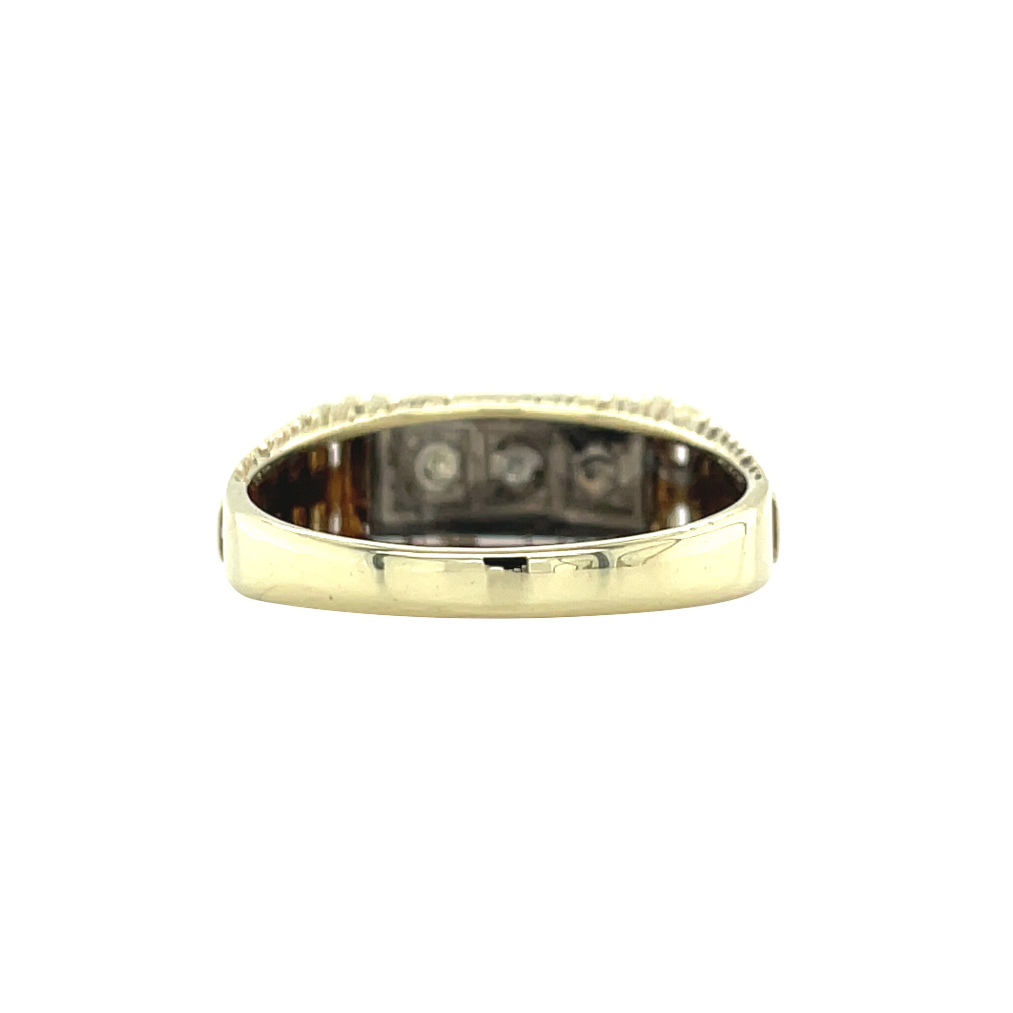 Gouden vintage trigolie ring met diamant 14 kt