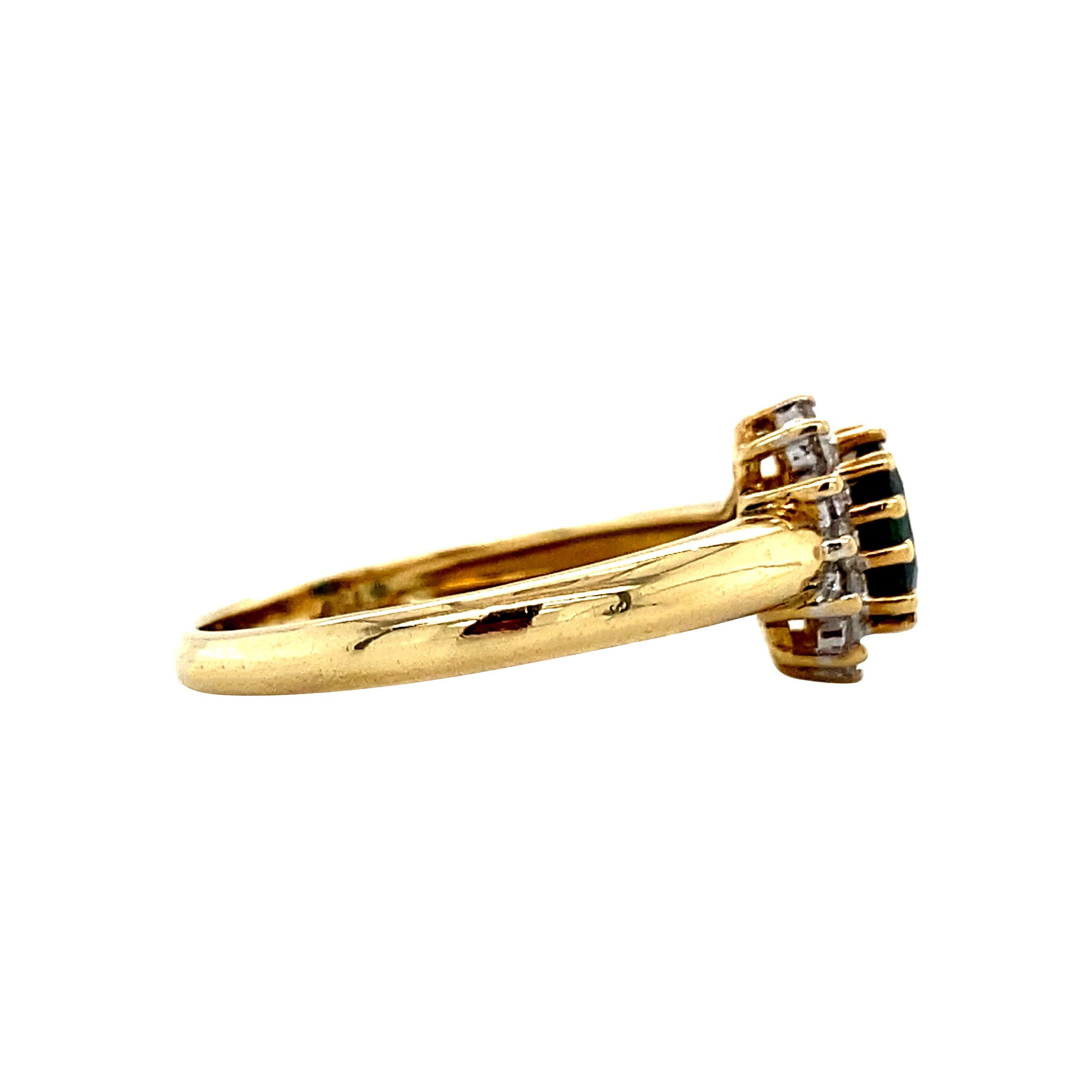 18 kt gold ring with sapphire and diamond