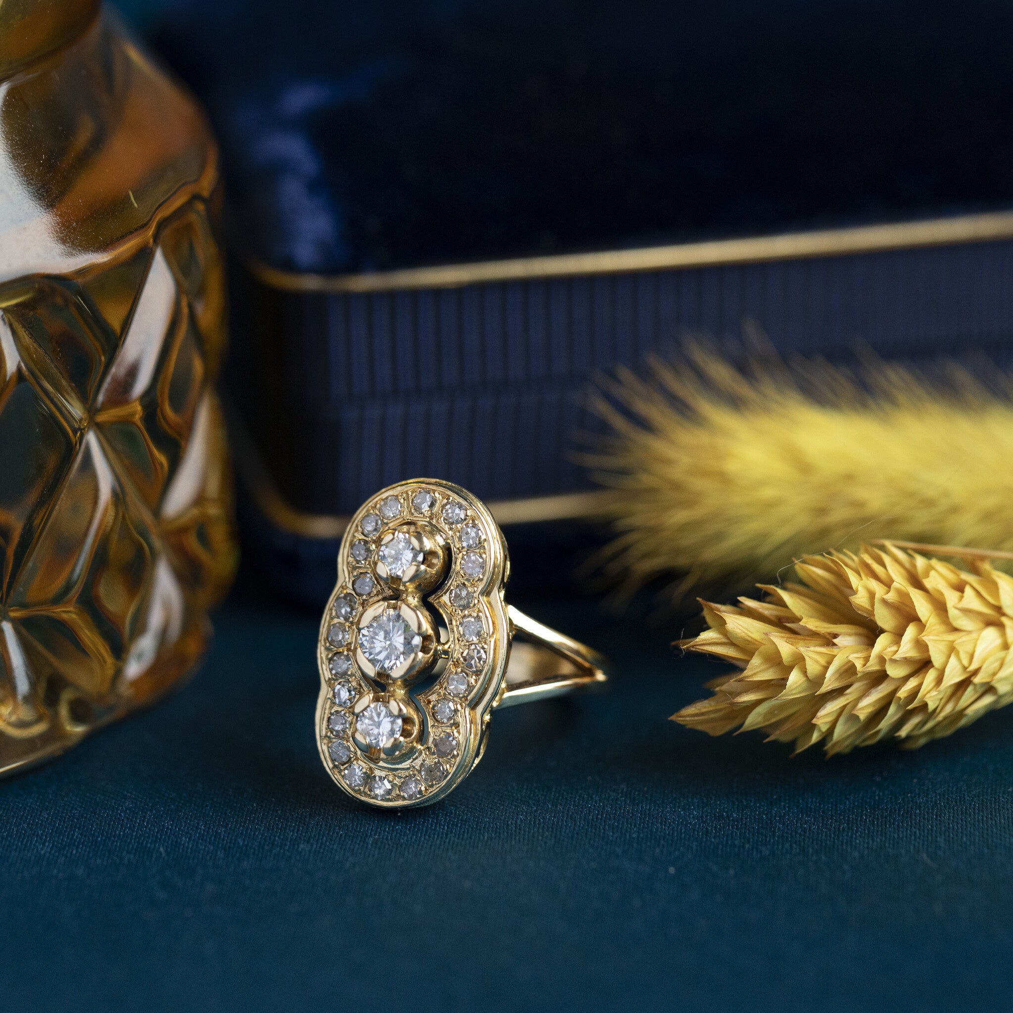 Gouden prinsessen ring met diamant 18 krt