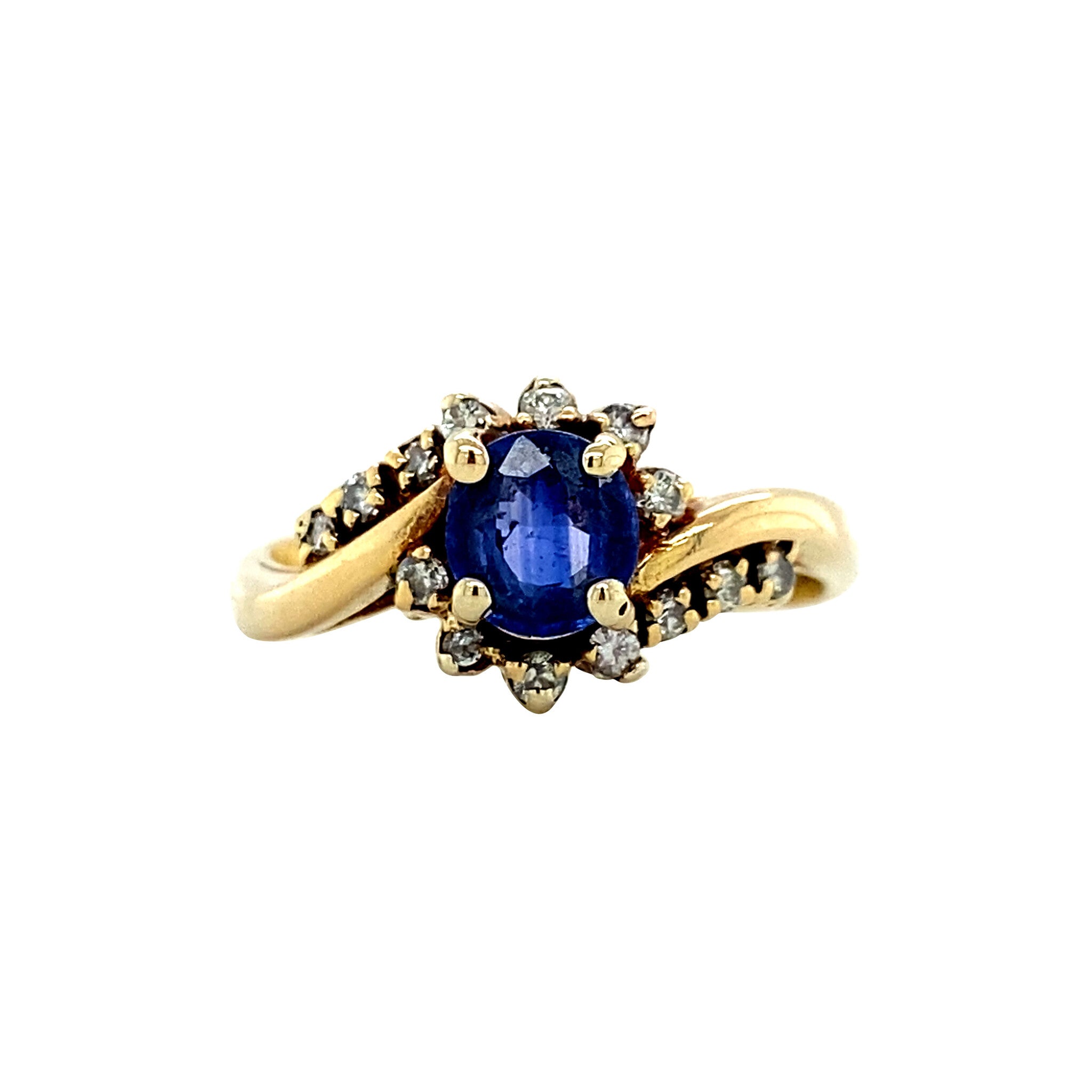 18 kt gold ring with sapphire and diamond