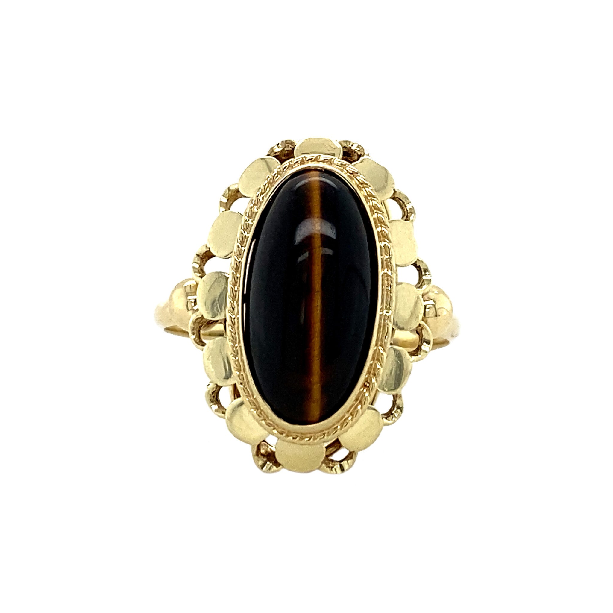 Gold ring with tiger's eye 14 kt