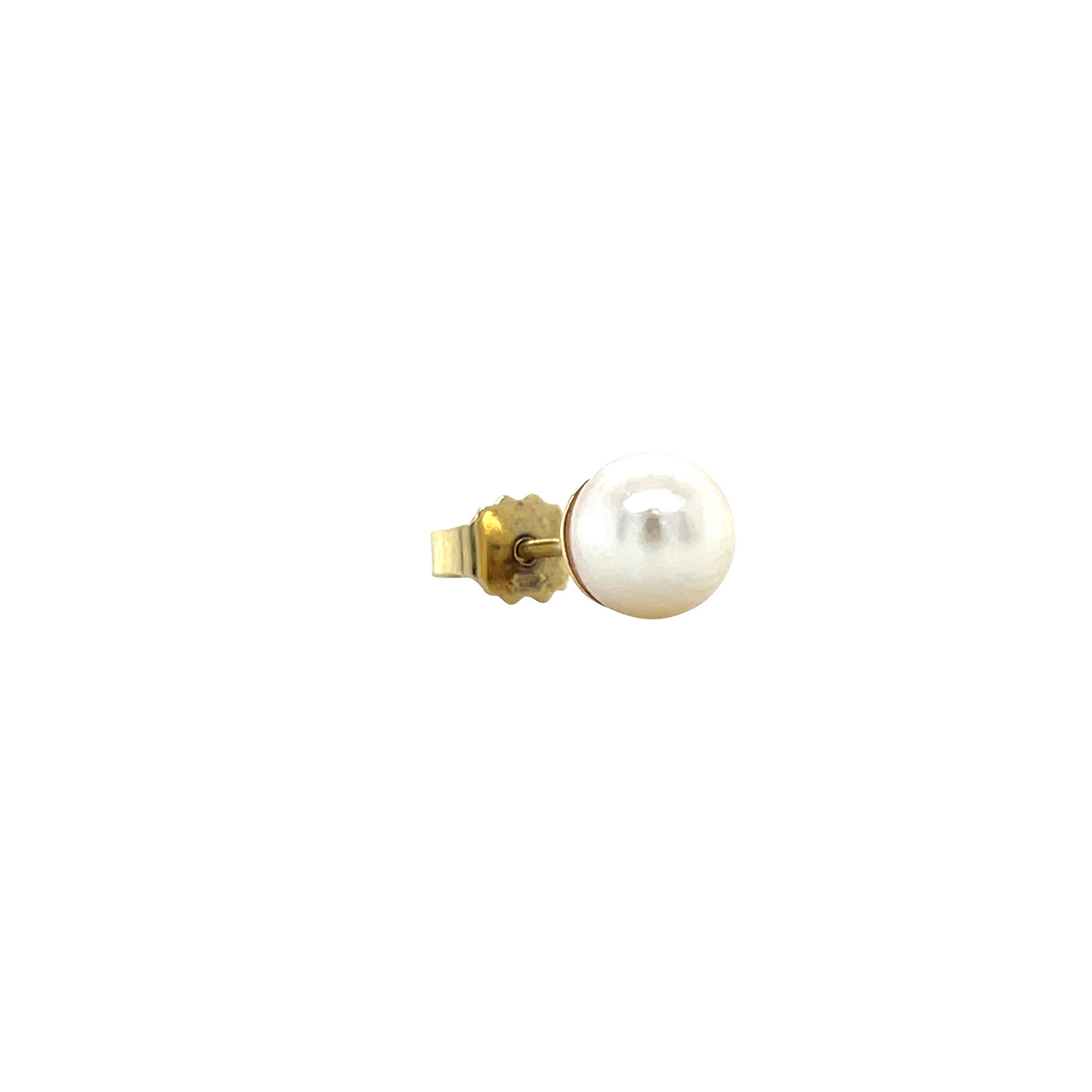 Vintage gold stud earring with pearl, 14 kt