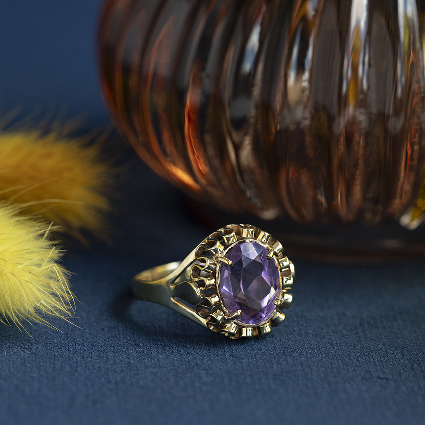 Vintage ring met amethist 8 krt