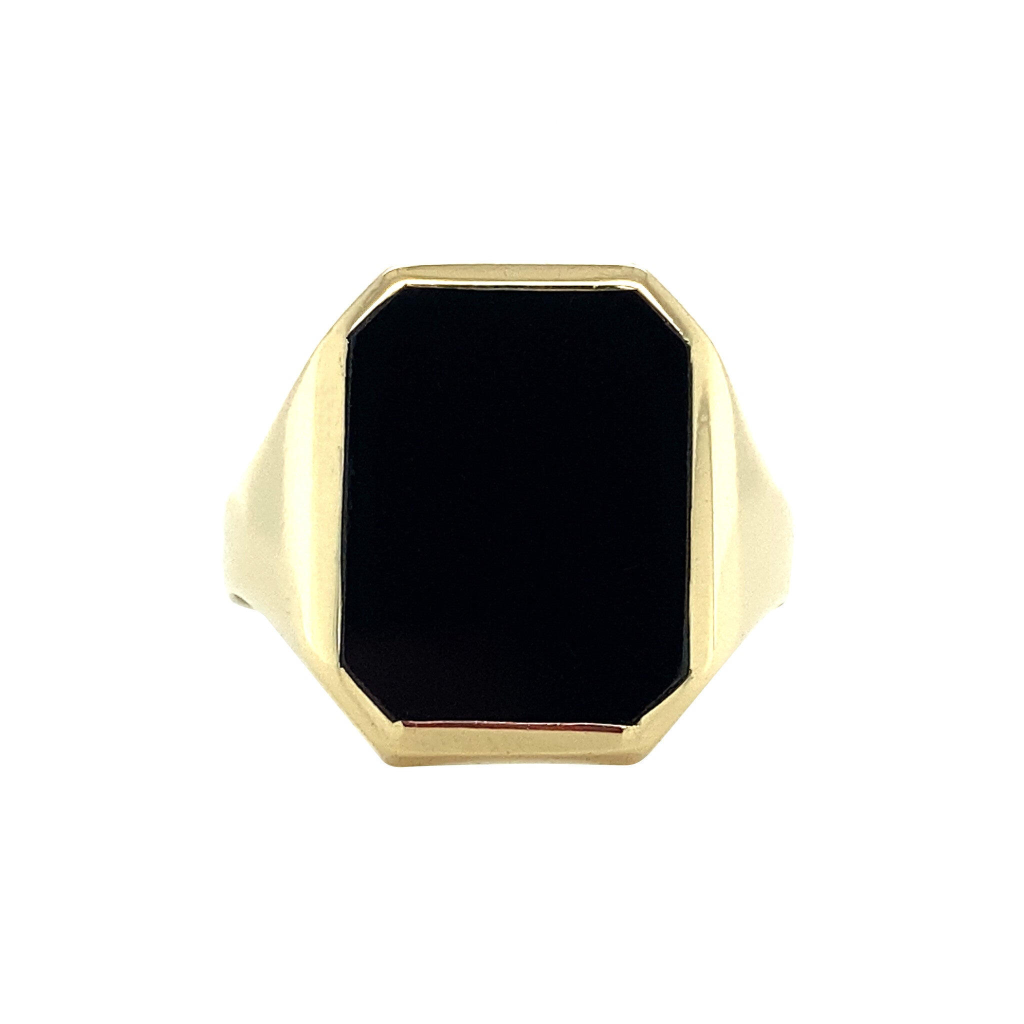 14 kt gold signet ring with onyx