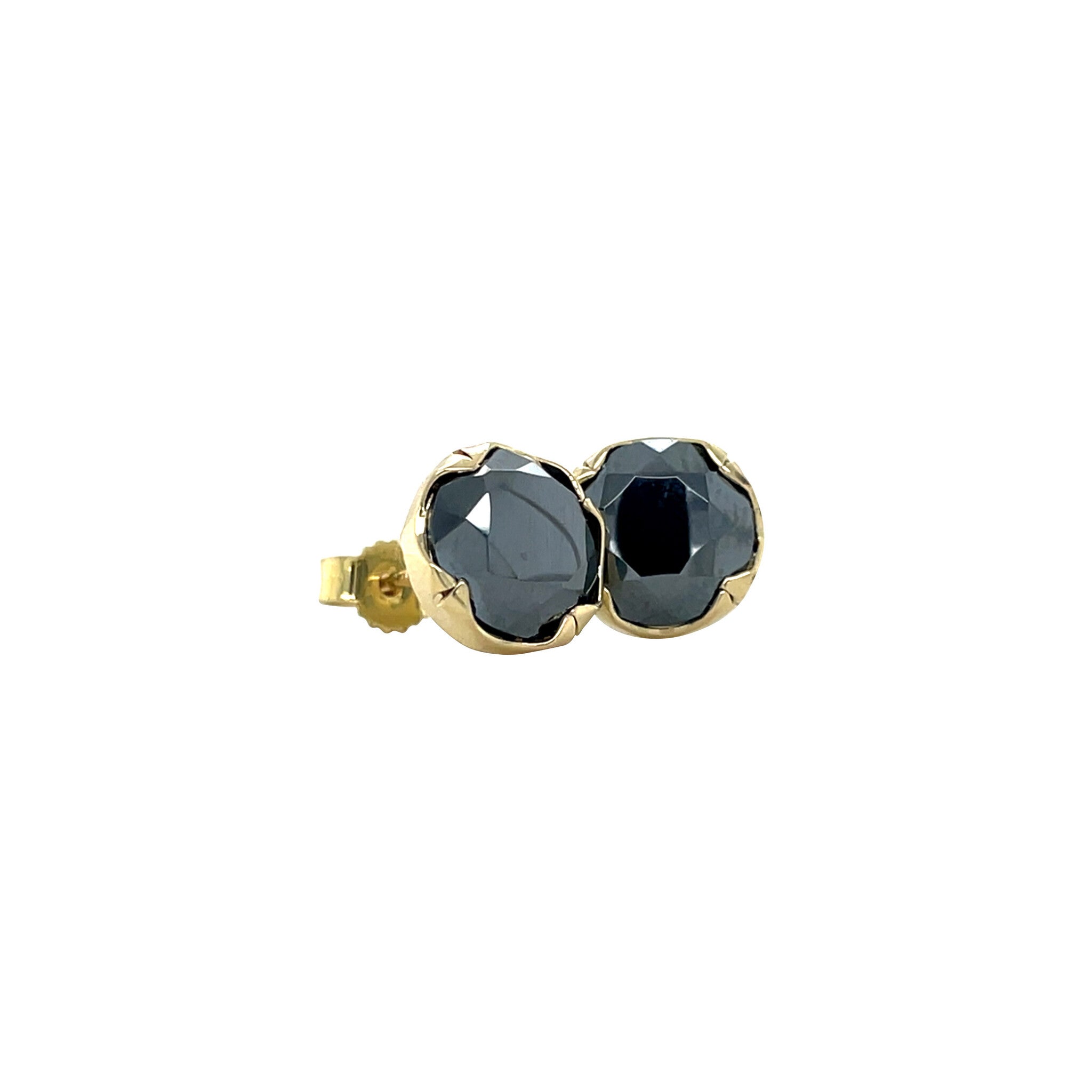Gouden vintage oorstekers met hematiet 14 krt