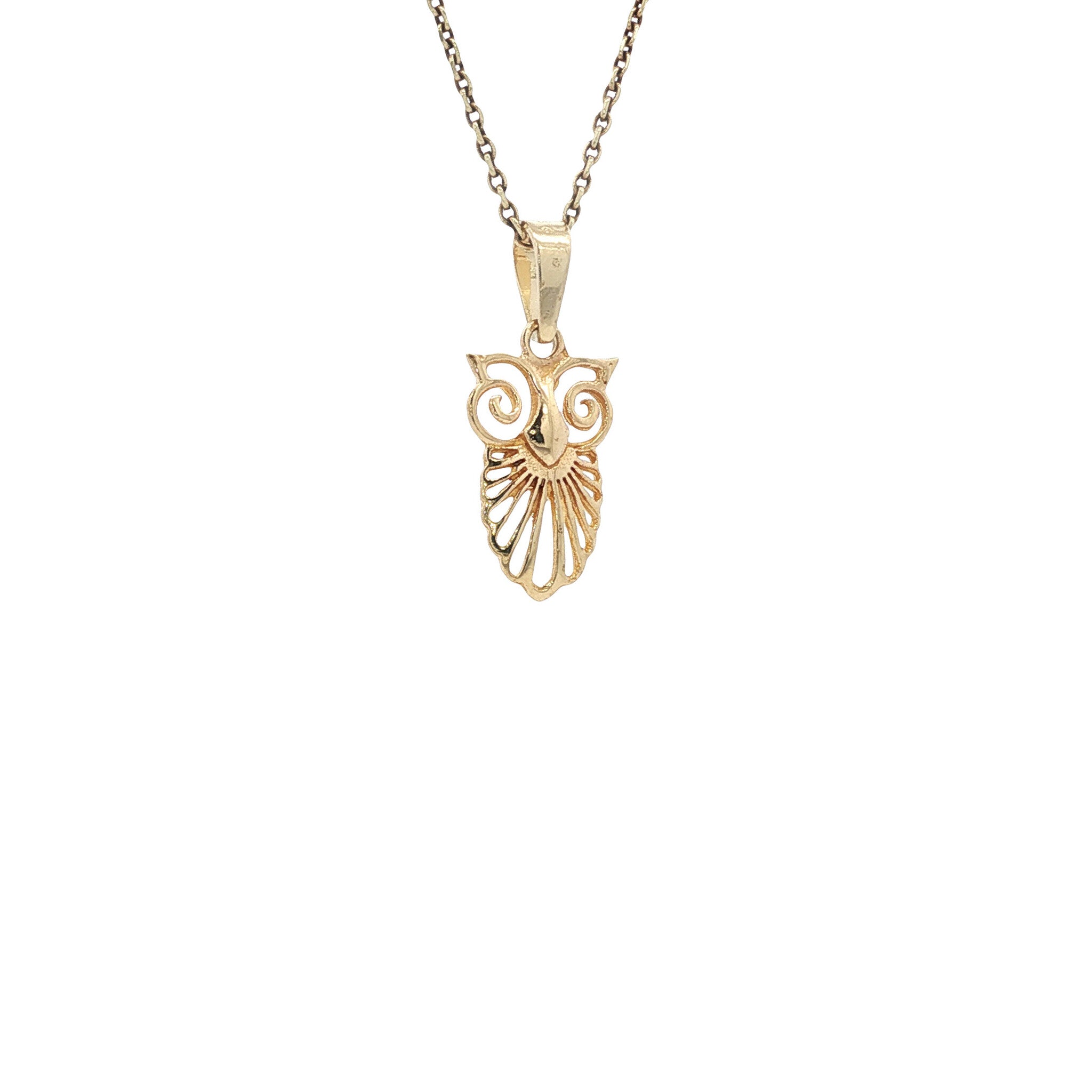 14 kt gold vintage owl pendant