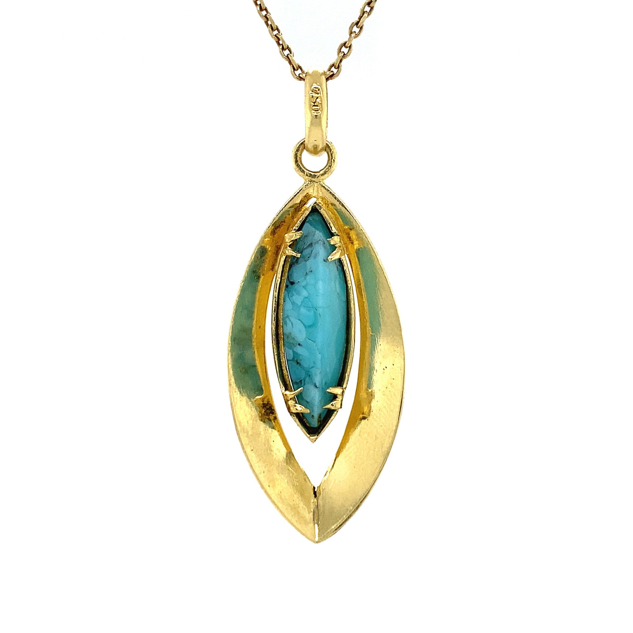 18 kt gold pendant with turquoise