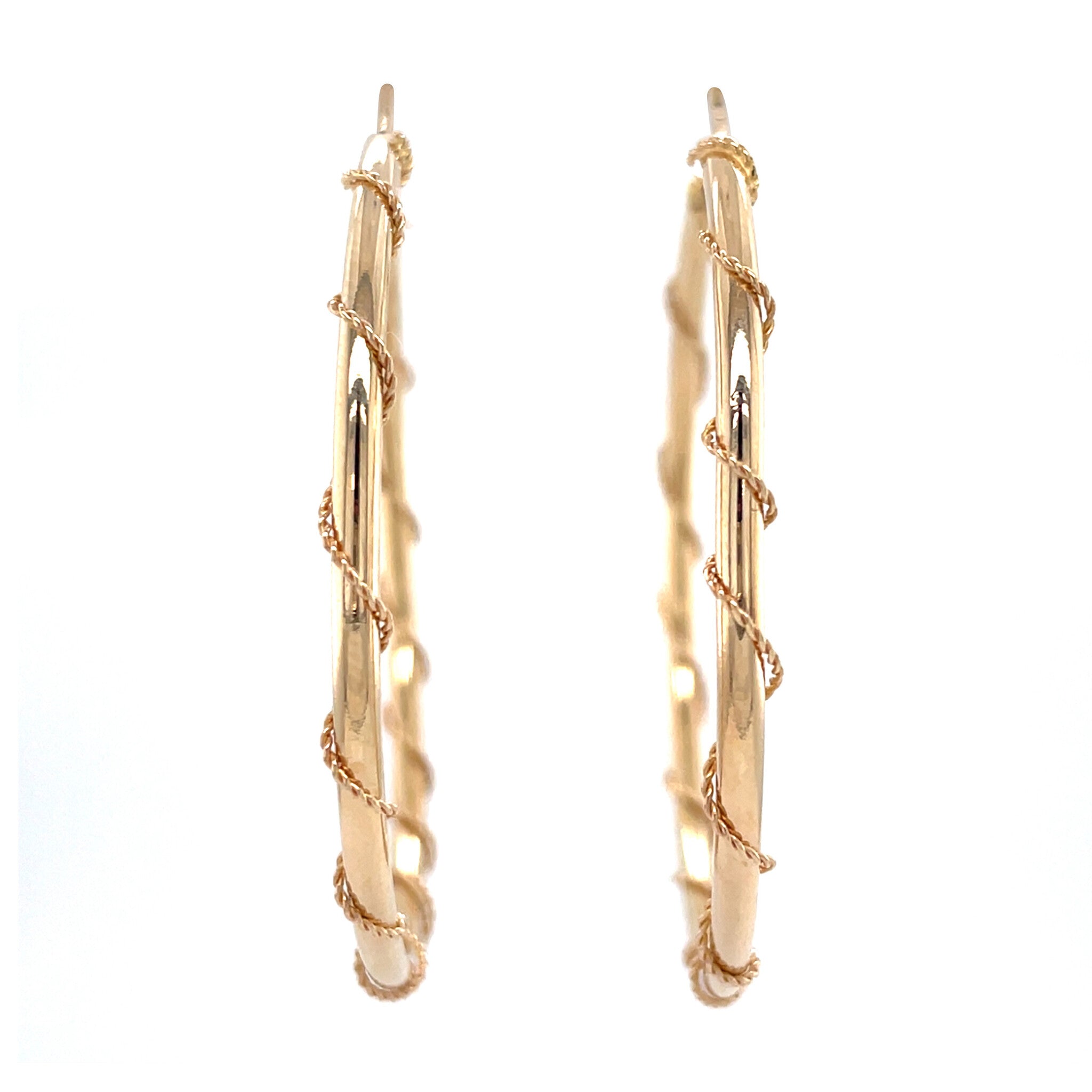 Gouden vintage getordeerde oorringen 14 krt
