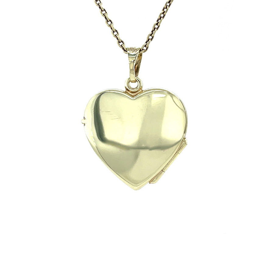 Gouden vintage hart medaillon met gravure 14 kt