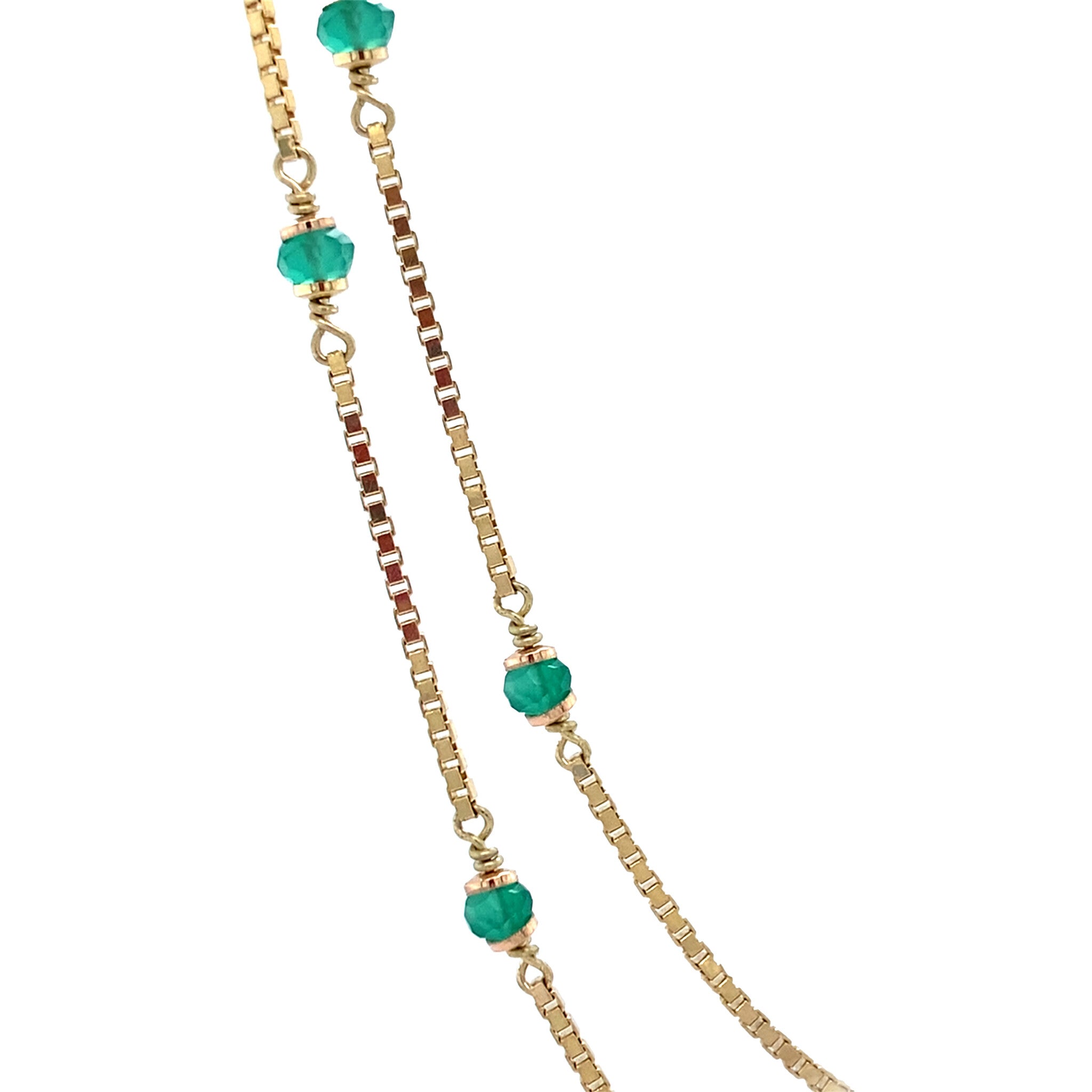 Gouden vintage venetiaan collier met groene onyx 14 krt
