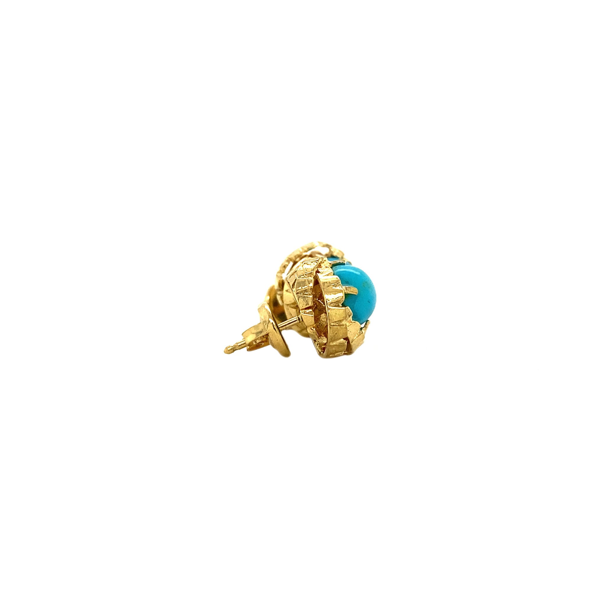 18 kt gold stud earrings with turquoise