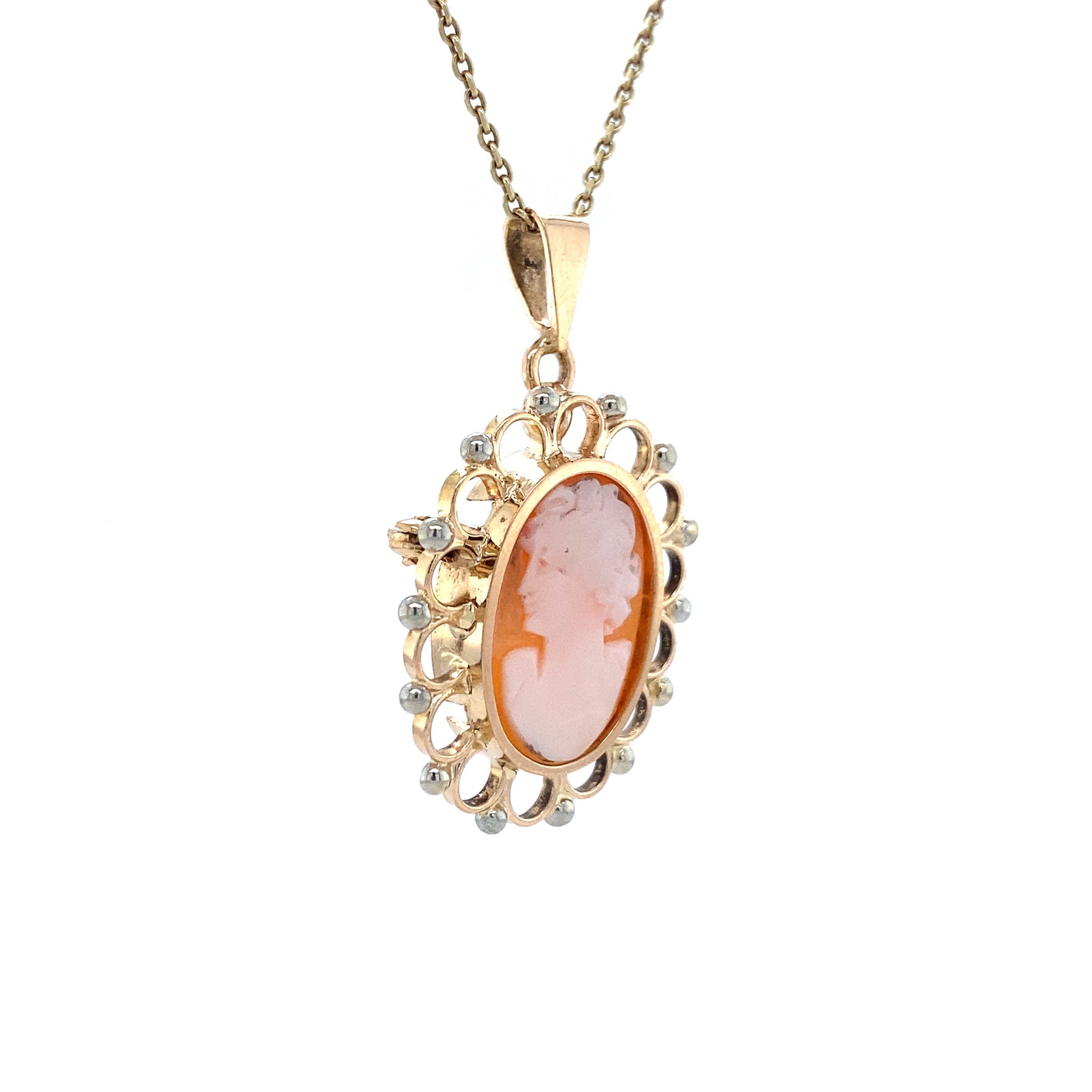 Gouden hanger/broche met camee 18 krt