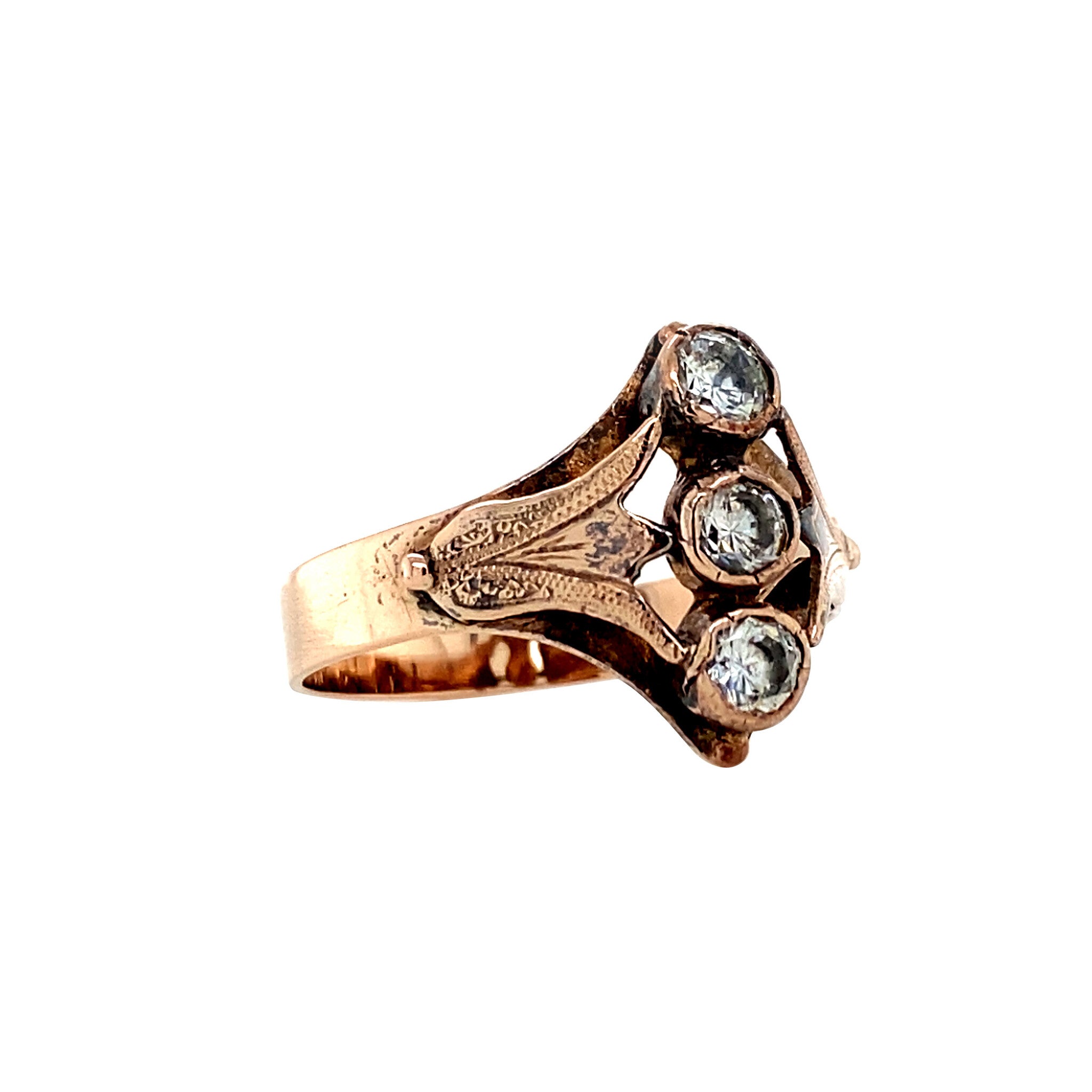 Roségouden ring met zirkonia 14 krt