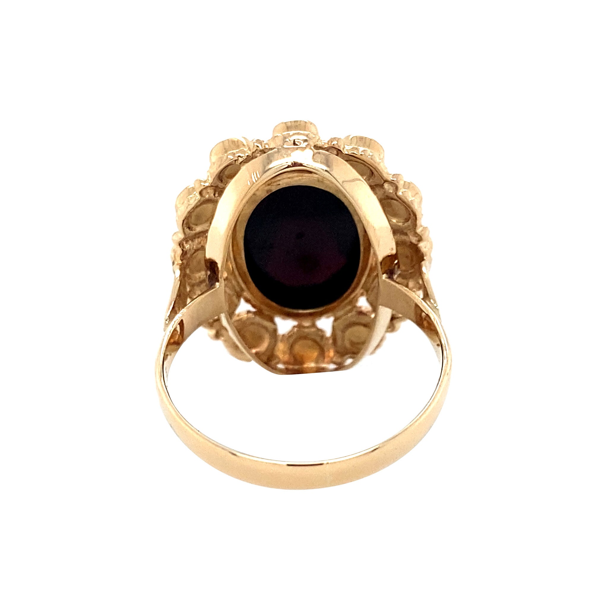 Gouden ring met granaat 14 krt