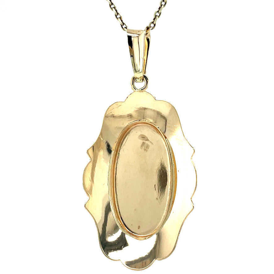 Gouden vintage hanger met gravure 14 kt