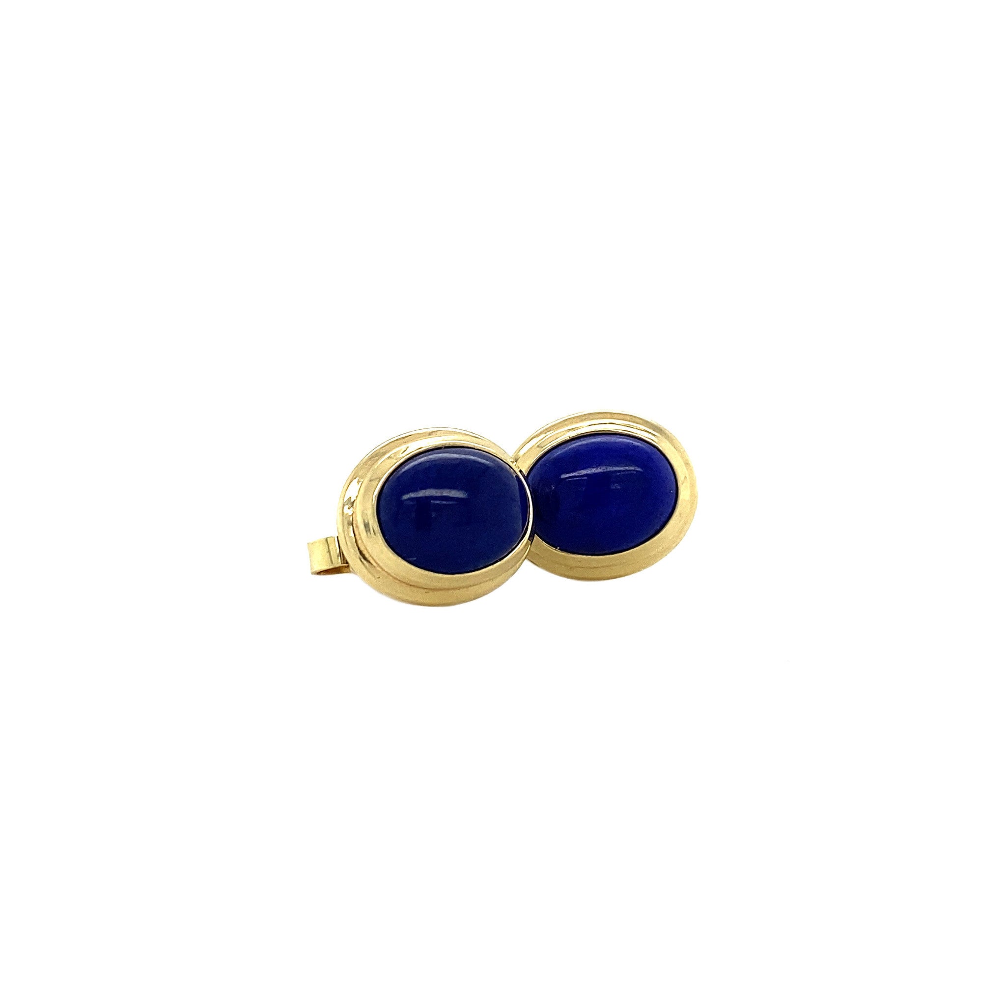 14 kt gold stud earrings with lapis lazuli