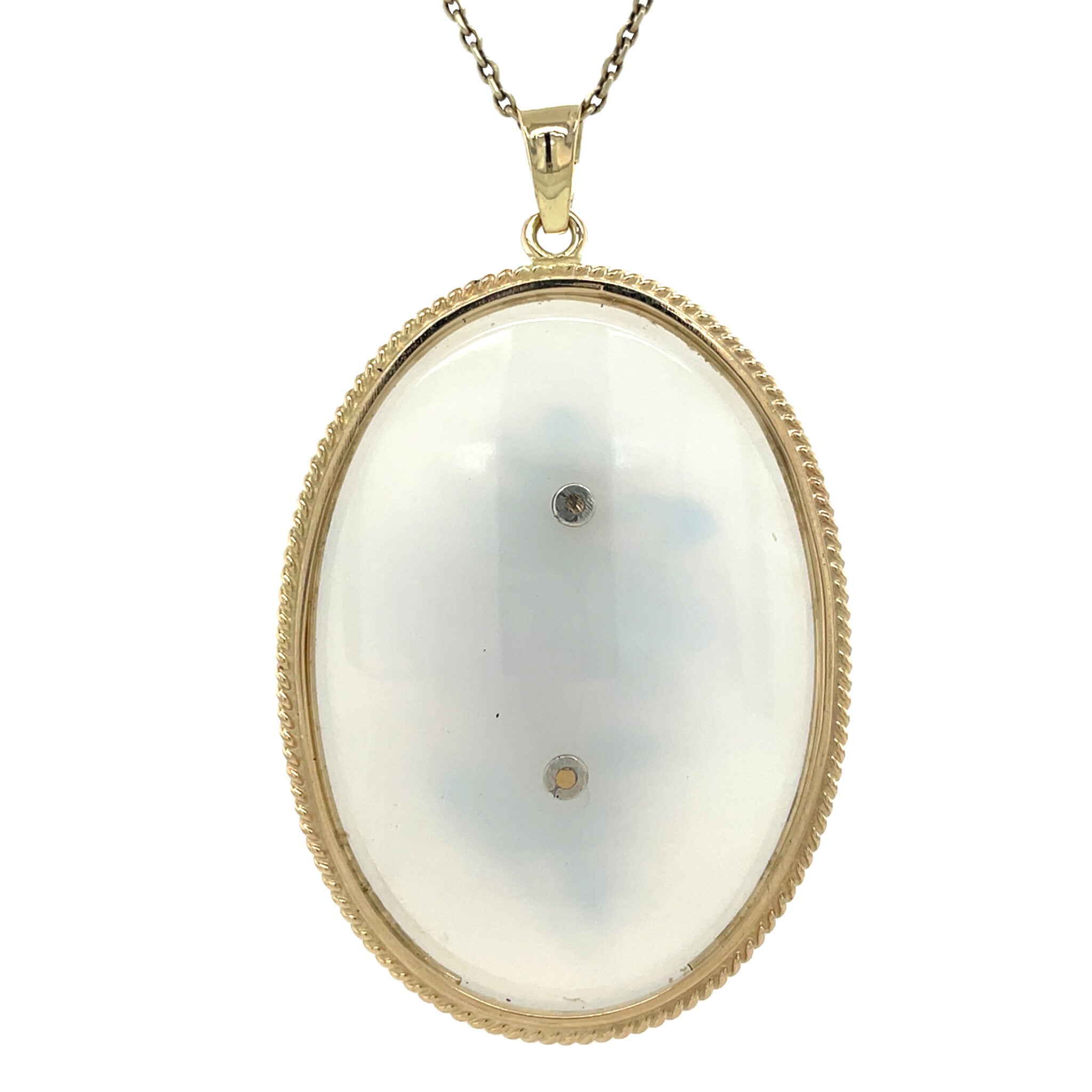 Gouden vintage hanger met agaat en diamant 14 kt/925