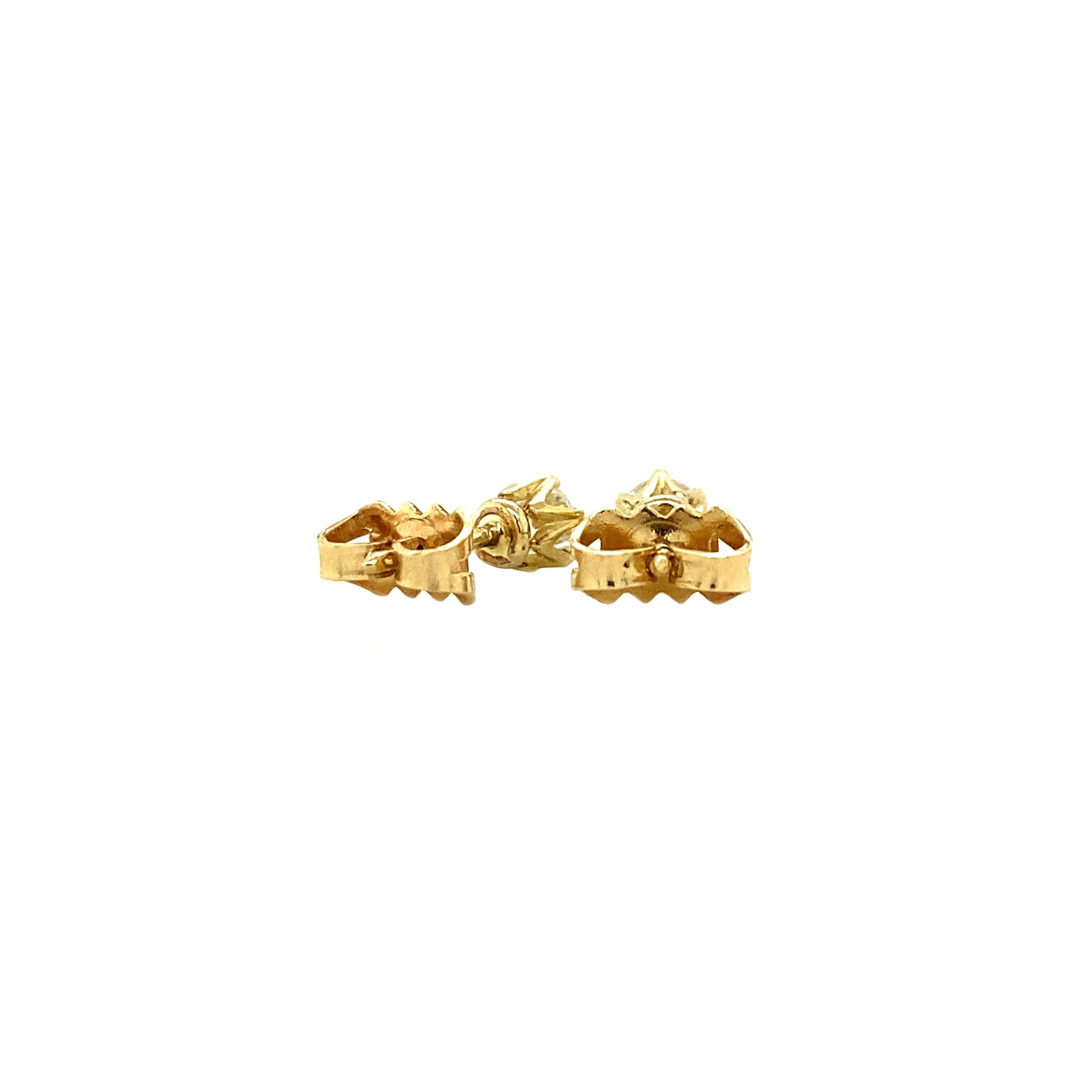 Goudensolitair oorstekers met diamant 14 krt