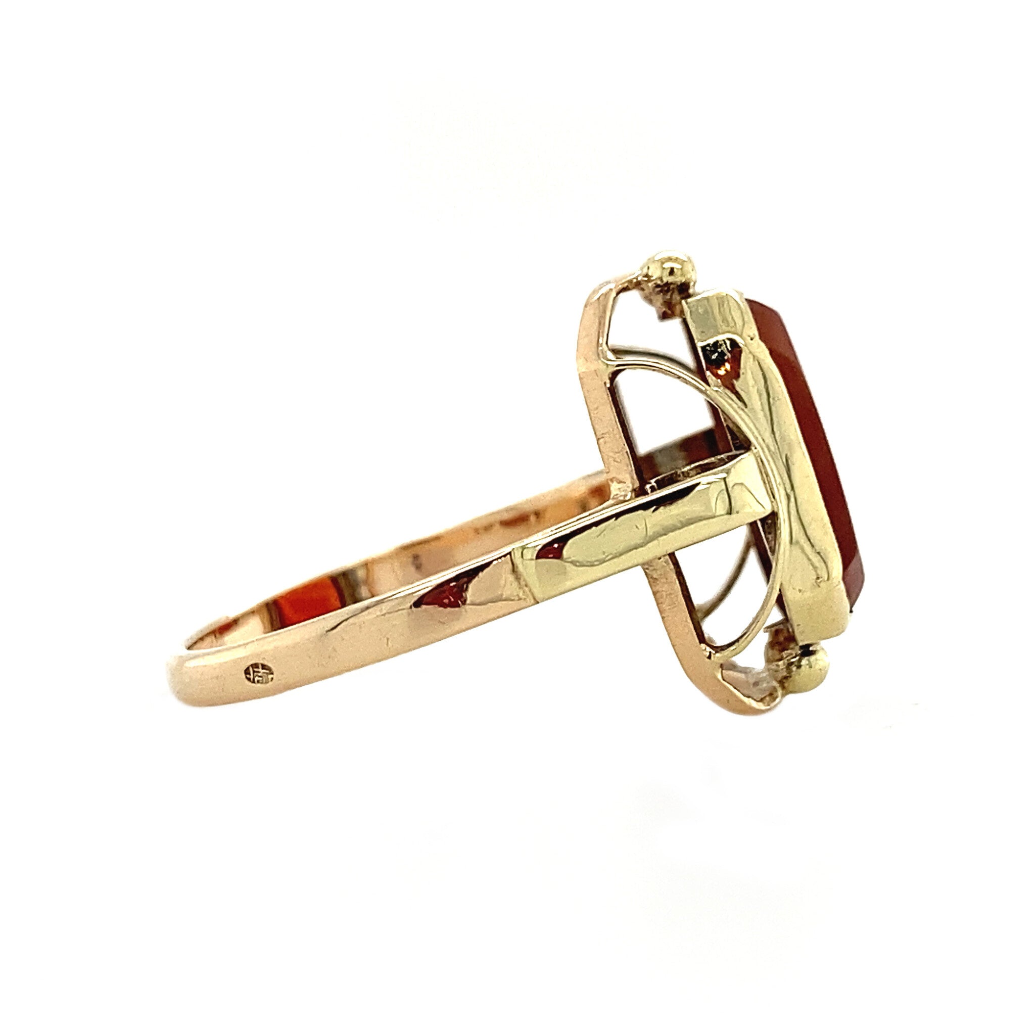 Ring met streepagaat 12 krt