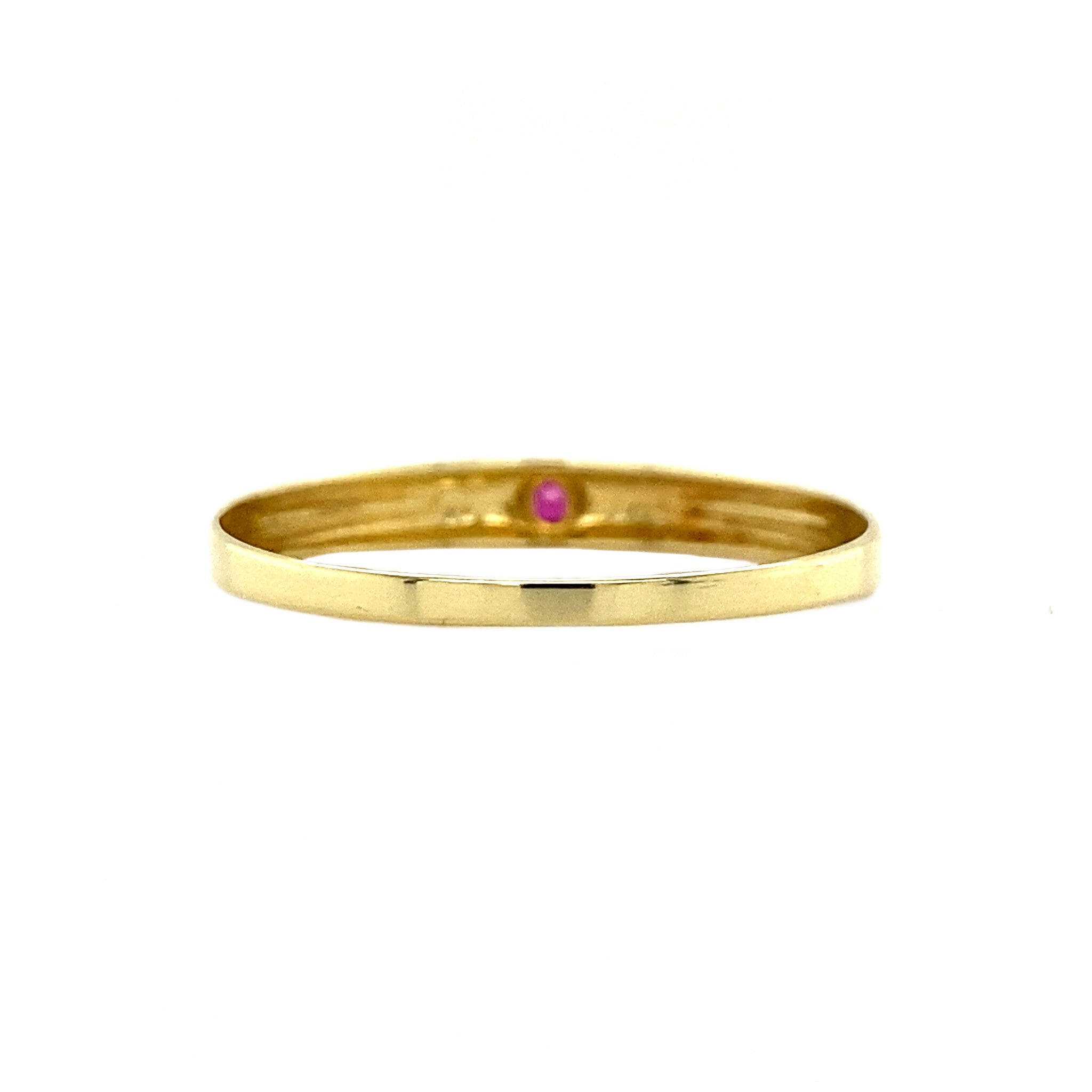Bicolour gold ring with ruby 14 krt