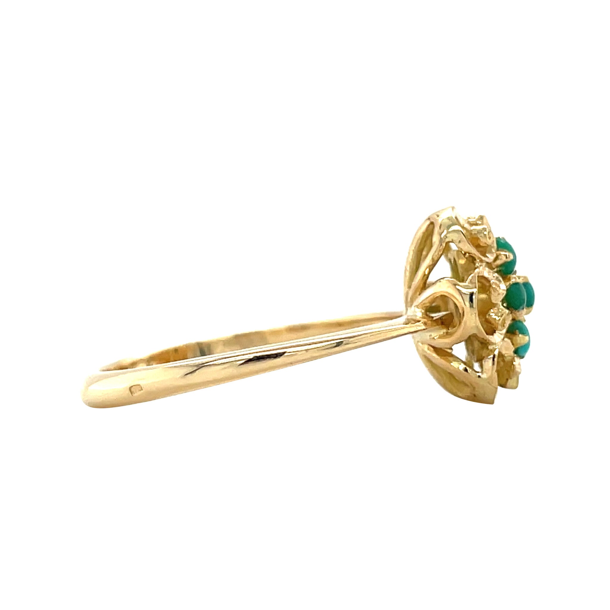 Gouden vintage entourage ring met turkoois 18 kt