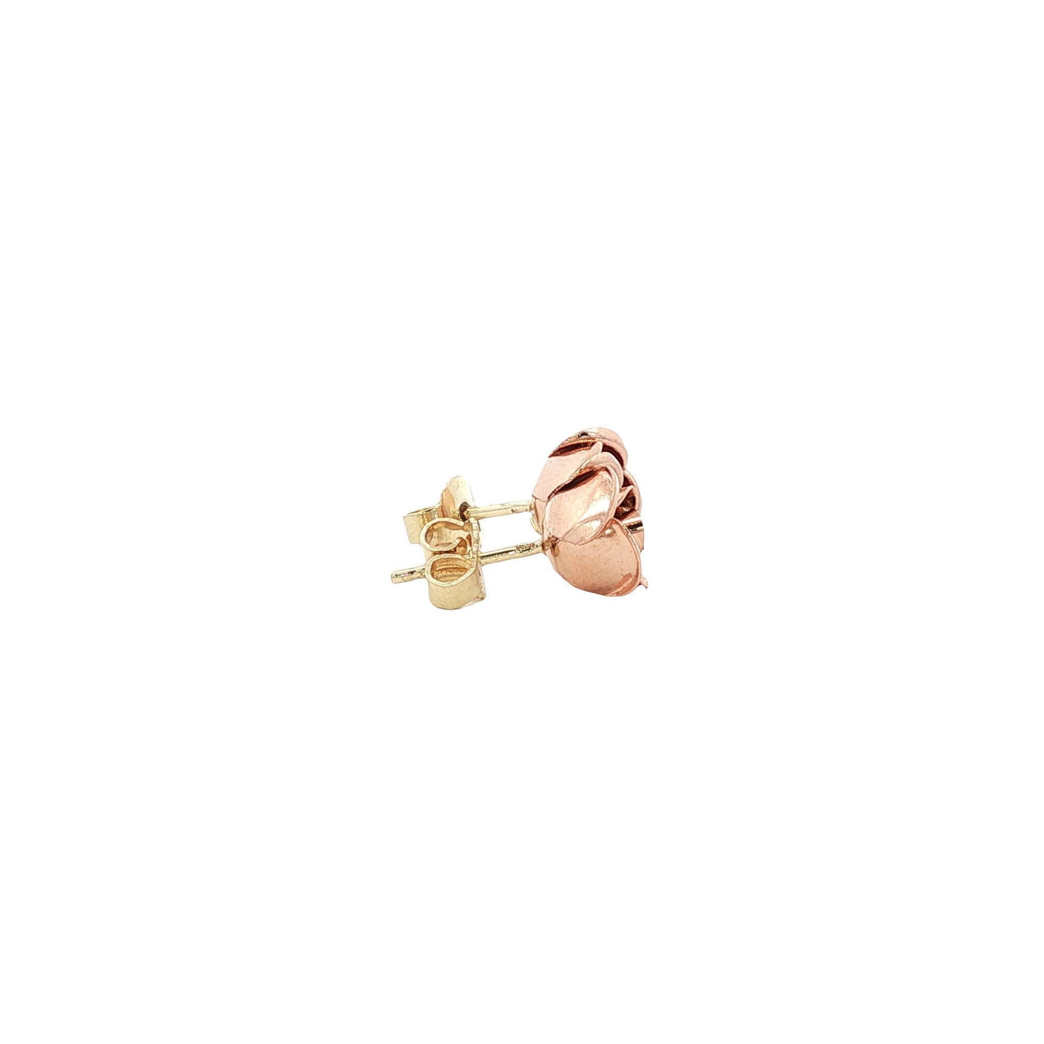 Bicolour gold vintage rose stud earrings 14 kt