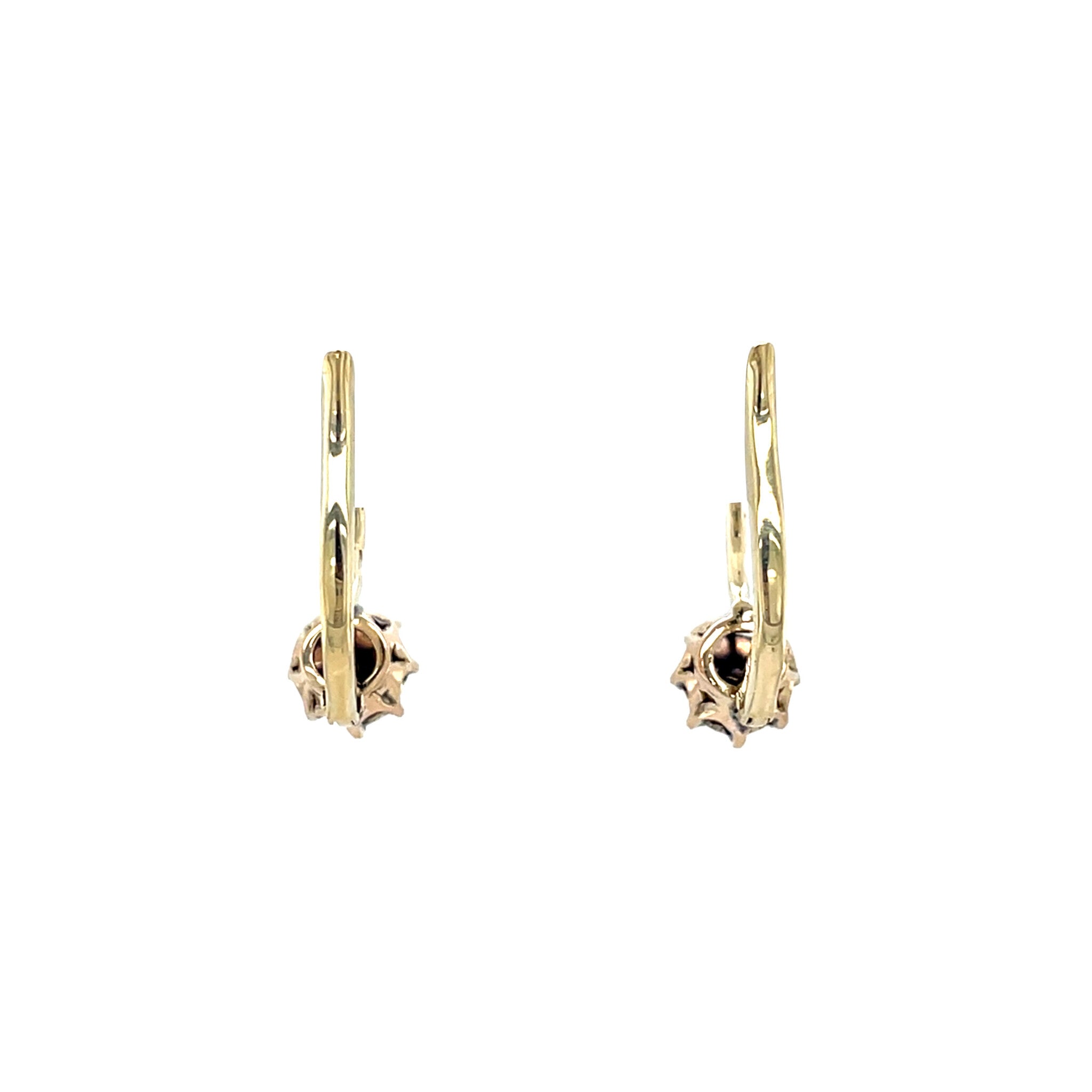 Gouden vintage oorhangers met roosdiamant 14 krt