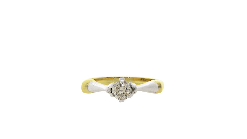 Gouden solitair ring met diamant 18 krt